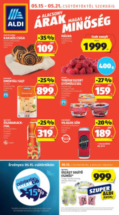 Aldi - Akciós újság Aldi megtekintése, amely érvényes 2025.05.15.-től