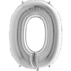 Zahlenballon 0 silber