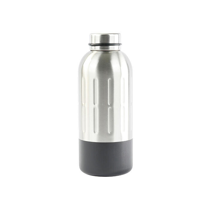 Isolierflasche doppelwandig 400 ml silber/schwarz