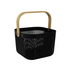Korb mit Bambusgriff 24,2 x 23,7 cm schwarz