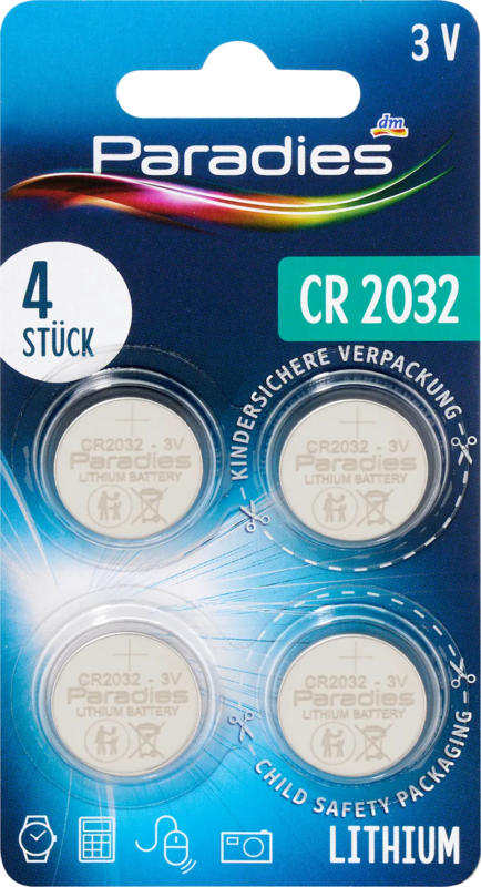 Paradies Batterien Lithium Knopfzelle CR2032