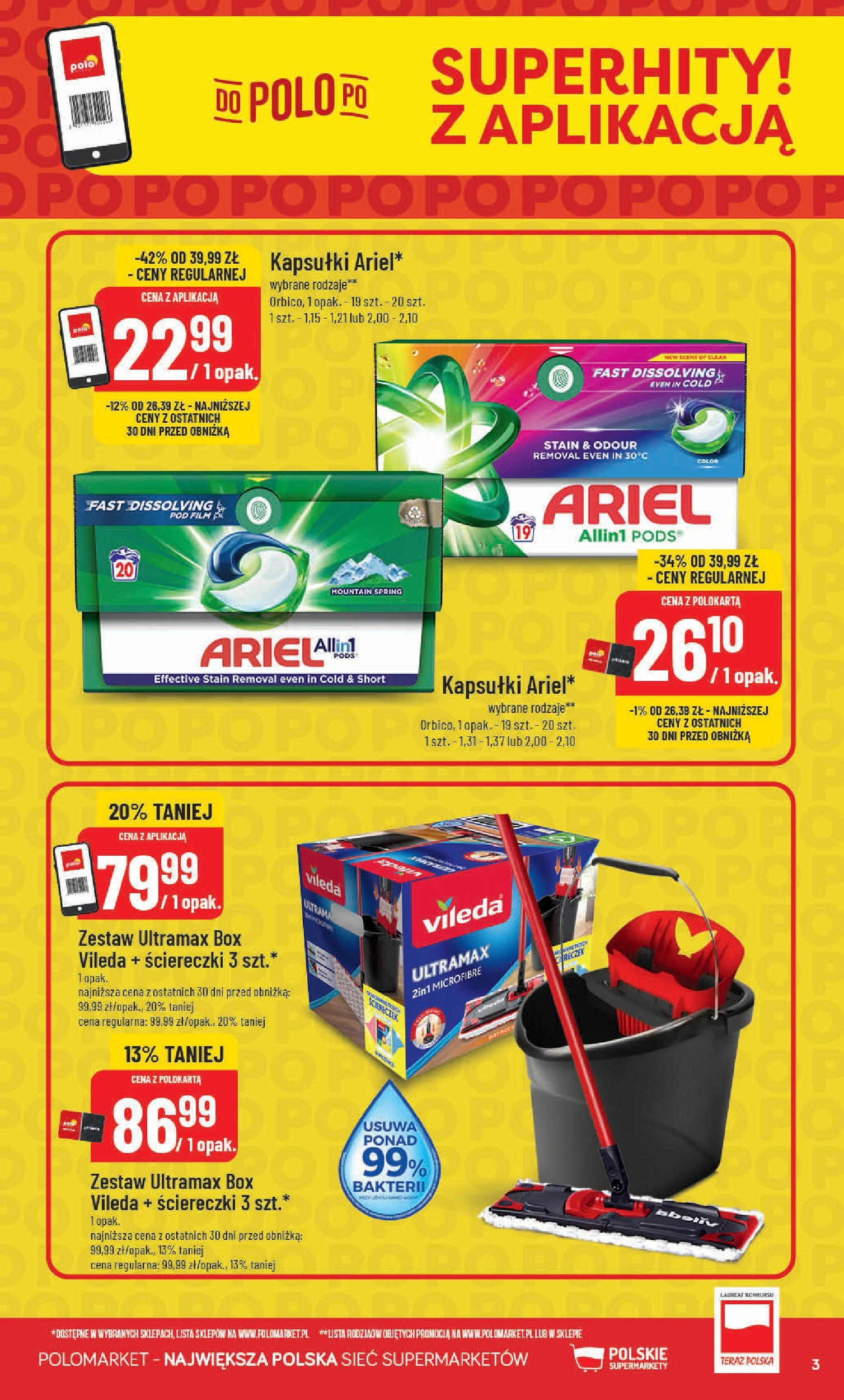 POLOmarket gazetka od jutra (14.05.2025) | Nowa PDF | Strona: 3 | Produkty: Ariel, Vileda POLOmarket gazetka od jutra (14.05.2025) - Nowa PDF | Strona: 3 | Produkty: Ariel, Vileda