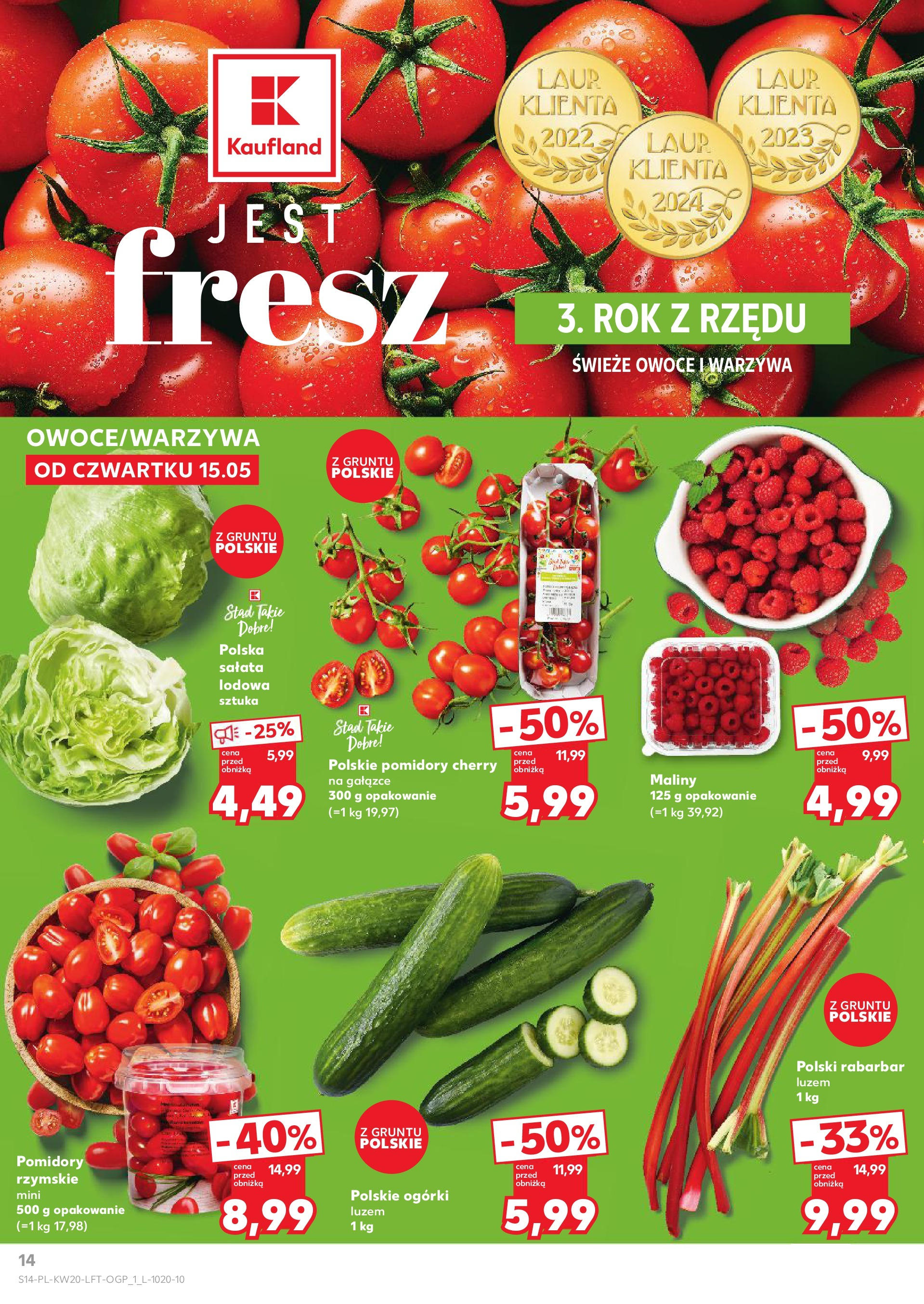 Kaufland gazetka (15.05.2025) - od jutra | Strona: 14 | Produkty: Maliny, Pomidory, Warzywa, Owoce Kaufland gazetka od 15.05.2025 - od jutra PDF | Strona: 14 | Produkty: Maliny, Pomidory, Warzywa, Owoce