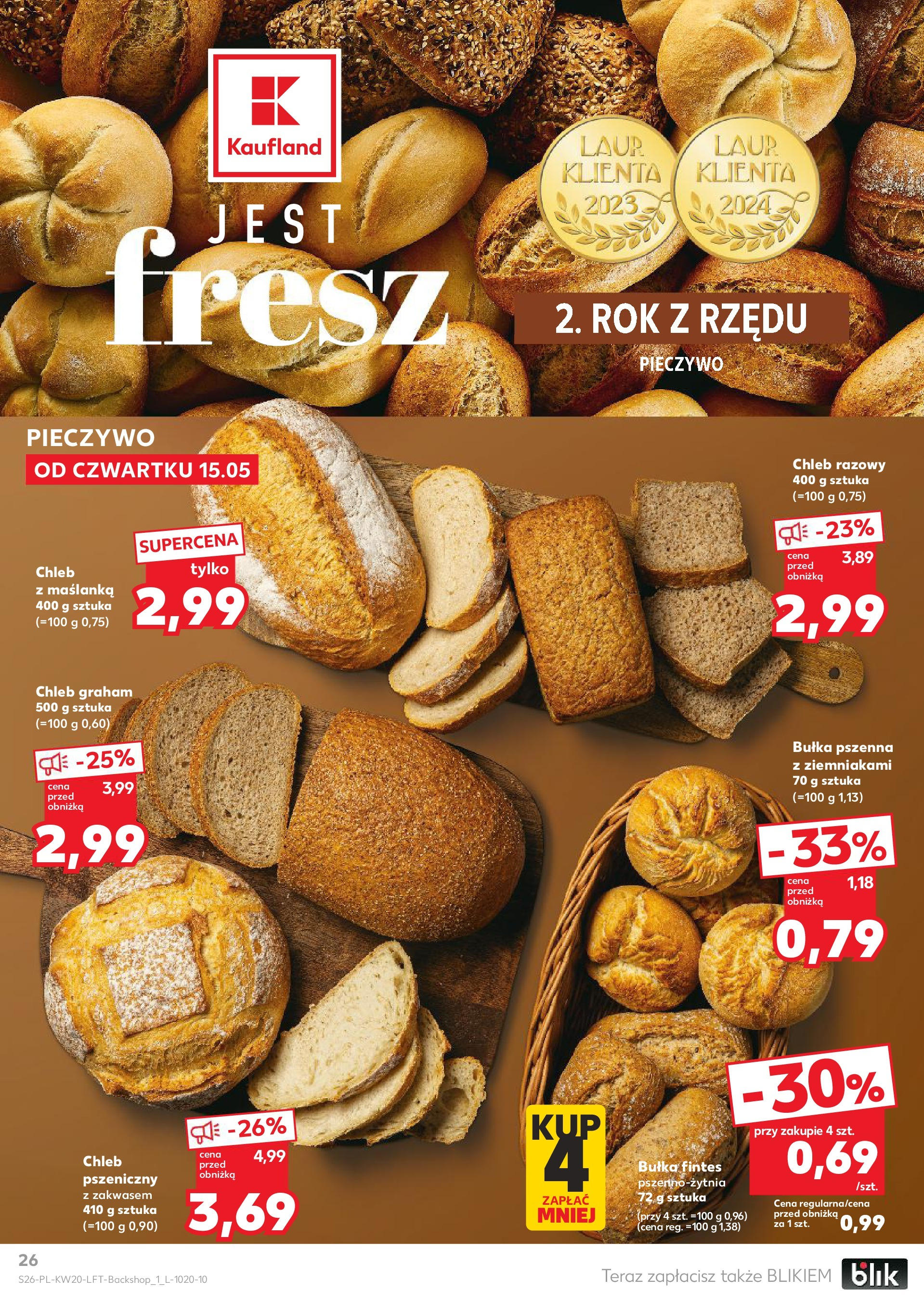Kaufland gazetka (15.05.2025) - od jutra | Strona: 26 | Produkty: Pieczywo, Bułka, Chleb, Bułka pszenna Kaufland gazetka od 15.05.2025 - od jutra PDF | Strona: 26 | Produkty: Pieczywo, Bułka, Chleb, Bułka pszenna