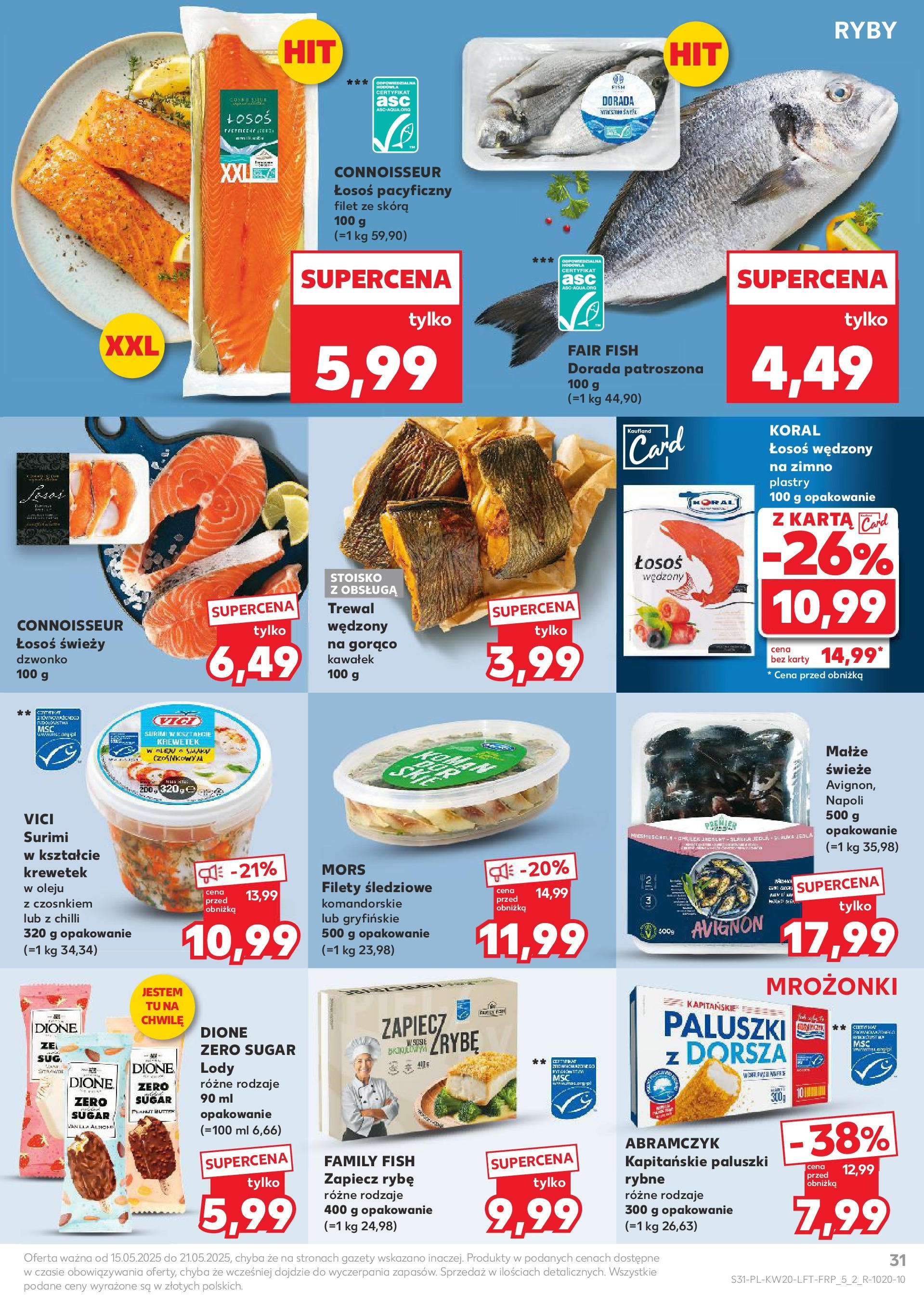 Kaufland gazetka (15.05.2025) - od jutra | Strona: 31 | Produkty: Karta, Łosoś wędzony, Paluszki rybne, Trewal Kaufland gazetka od 15.05.2025 - od jutra PDF | Strona: 31 | Produkty: Karta, Łosoś wędzony, Paluszki rybne, Trewal