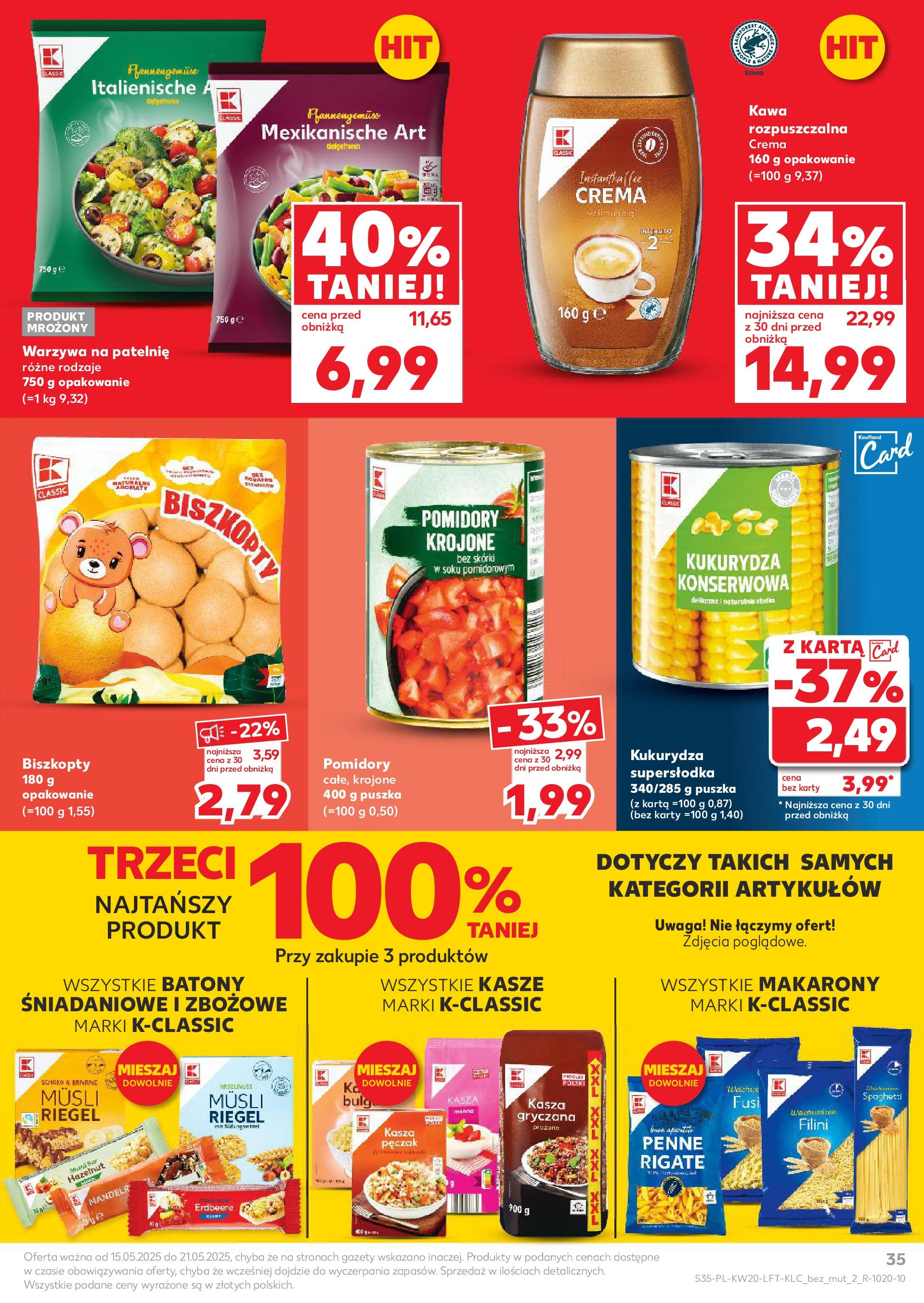 Kaufland gazetka (15.05.2025) - od jutra | Strona: 35 | Produkty: Penne, Kawa rozpuszczalna, Kukurydza, Patelnie Kaufland gazetka od 15.05.2025 - od jutra PDF | Strona: 35 | Produkty: Penne, Kawa rozpuszczalna, Kukurydza, Patelnie