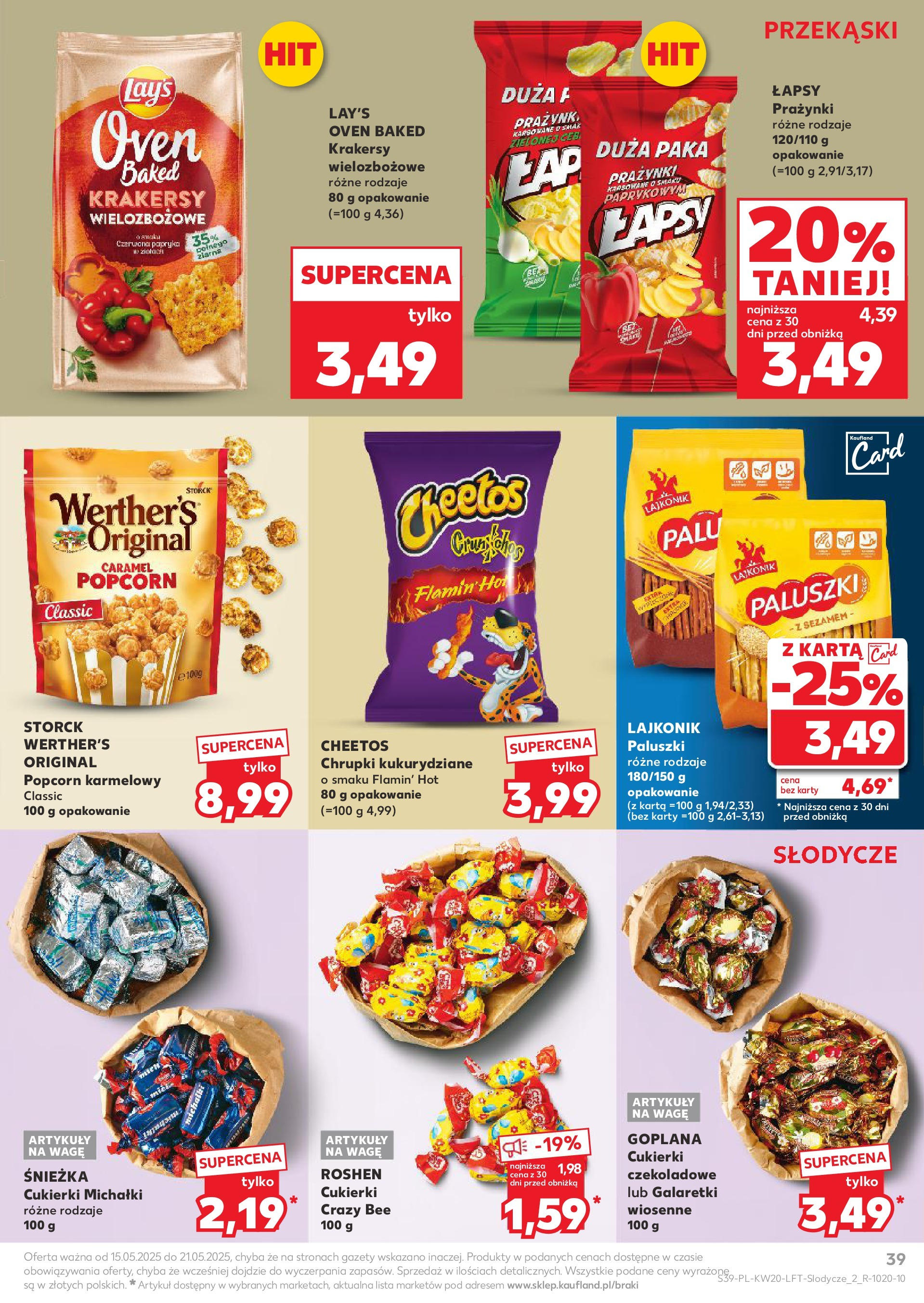 Kaufland gazetka (15.05.2025) - od jutra | Strona: 39 | Produkty: Galaretki, Chrupki, Krakersy, Popcorn Kaufland gazetka od 15.05.2025 - od jutra PDF | Strona: 39 | Produkty: Galaretki, Chrupki, Krakersy, Popcorn