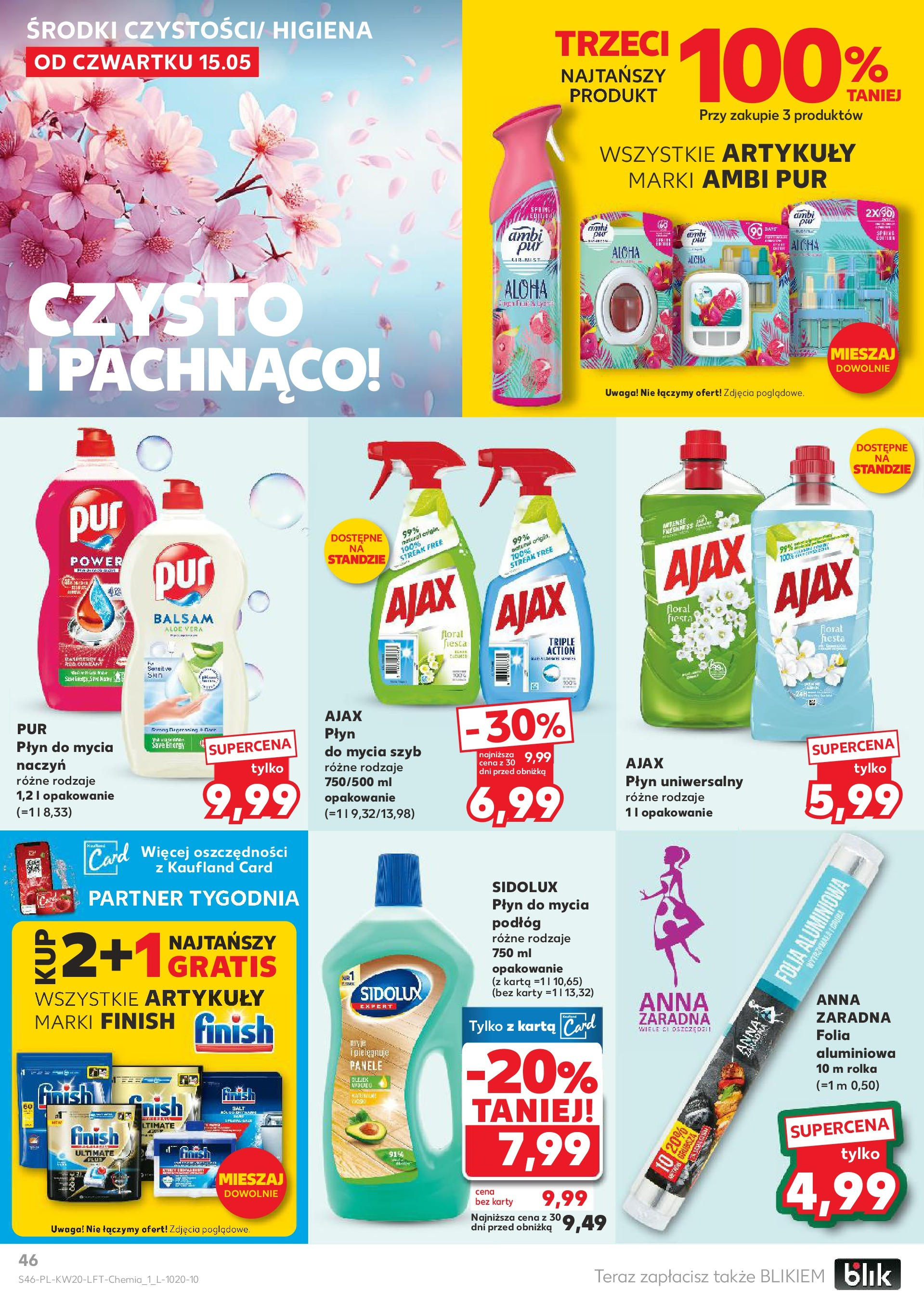 Kaufland gazetka (15.05.2025) - od jutra | Strona: 46 | Produkty: Karta, Płyn do mycia szyb, Płyn do mycia podłóg, Finish Kaufland gazetka od 15.05.2025 - od jutra PDF | Strona: 46 | Produkty: Karta, Płyn do mycia szyb, Płyn do mycia podłóg, Finish