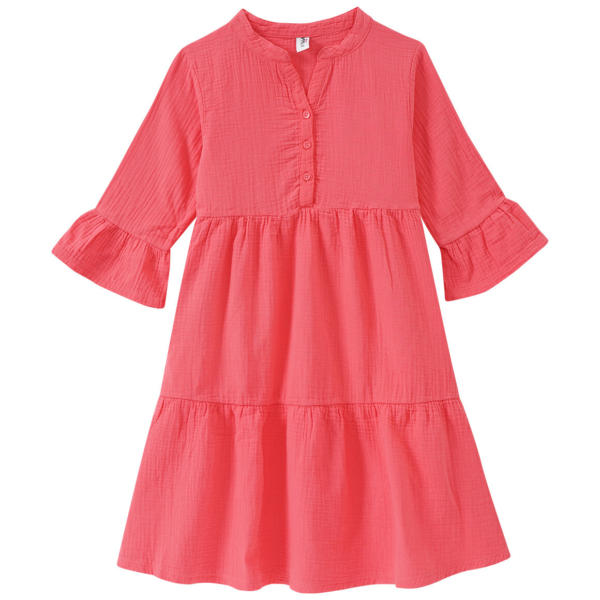 Mädchen Musselin-Kleid in unifarben