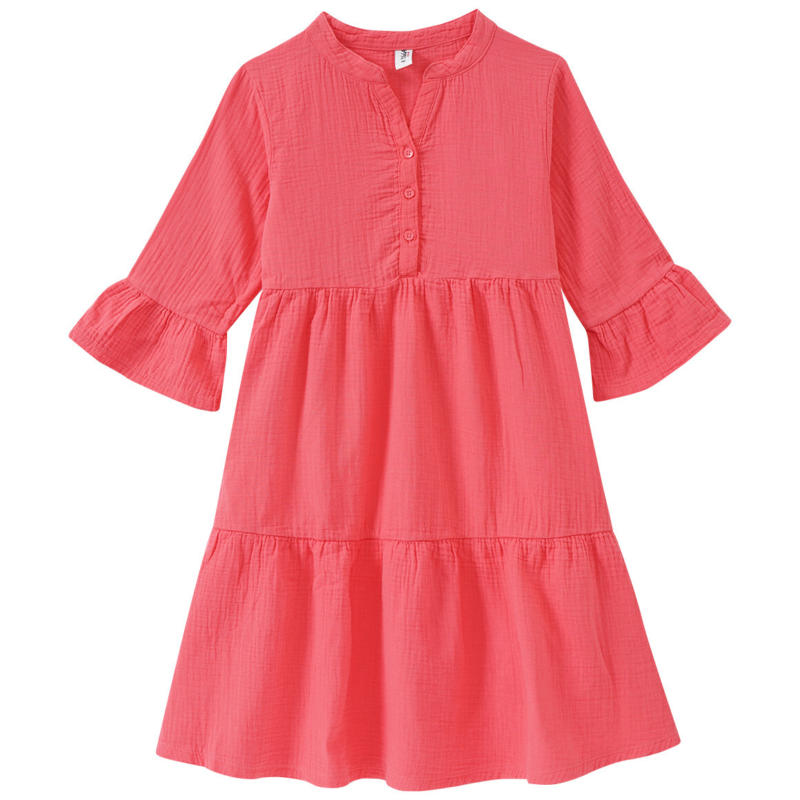 Mädchen Musselin-Kleid in unifarben