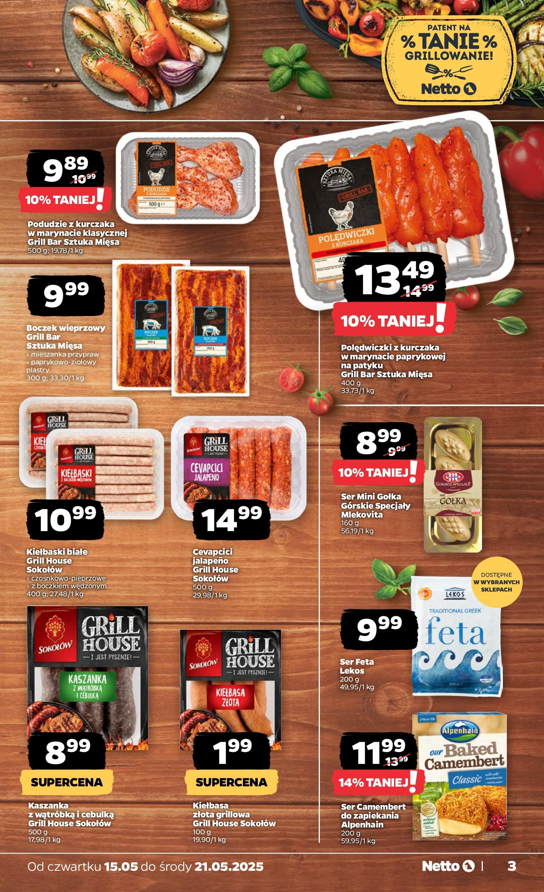 Netto gazetka - Spożywcza od 15.05.2025 | Promocje | Strona: 3 | Produkty: Podudzie z kurczaka, Grill, Wątróbka, Kiełbaski Netto gazetka - Spożywcza od 15.05.2025 - Aktualne promocje | Strona: 3 | Produkty: Podudzie z kurczaka, Grill, Wątróbka, Kiełbaski