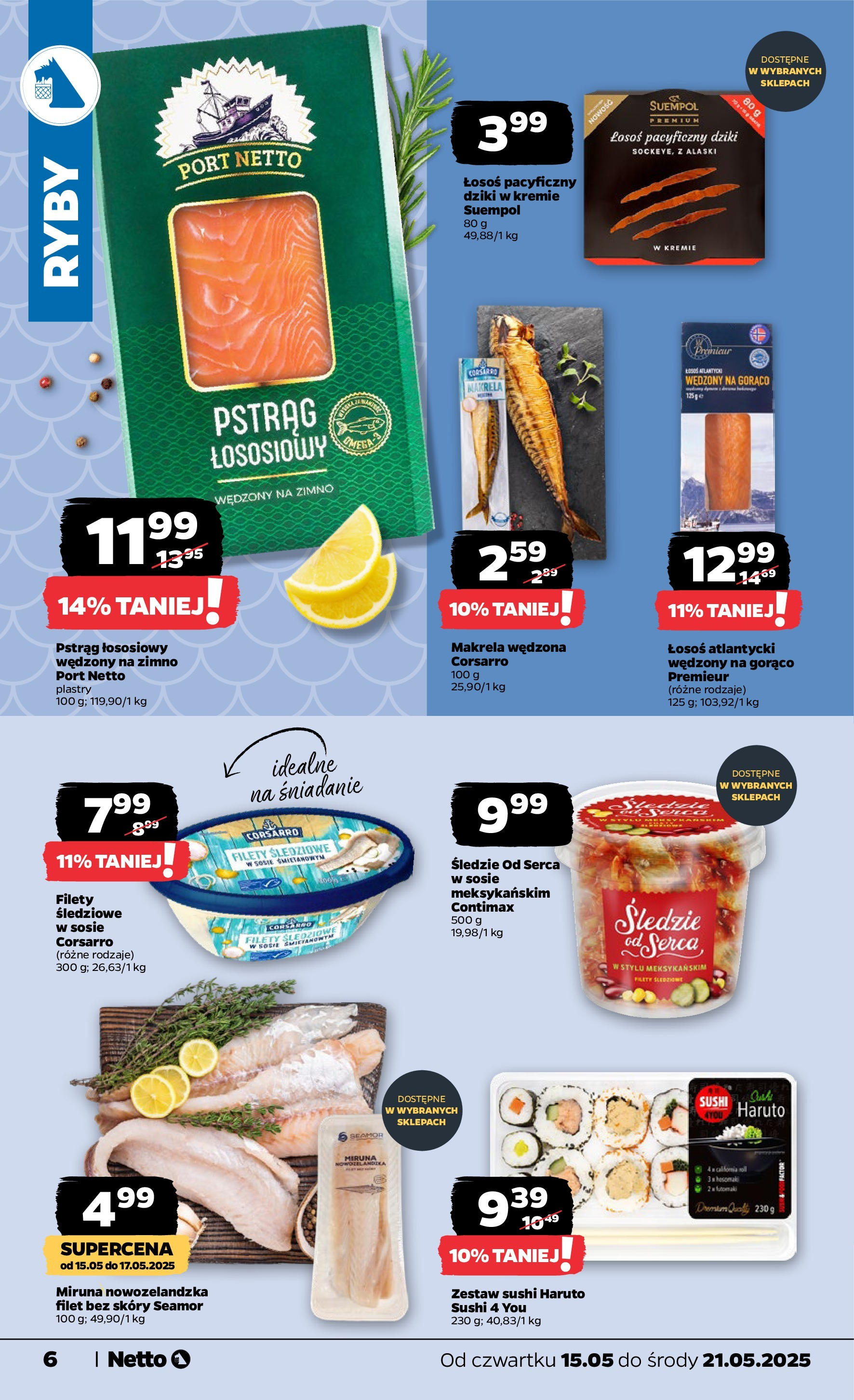 Netto gazetka - Spożywcza od 15.05.2025 | Promocje | Strona: 6 | Produkty: Pstrąg, Pstrąg łososiowy, Sushi, Zestaw sushi Netto gazetka - Spożywcza od 15.05.2025 - Aktualne promocje | Strona: 6 | Produkty: Pstrąg, Pstrąg łososiowy, Sushi, Zestaw sushi
