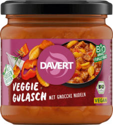 Davert Veggie Gulasch mit Gnocchi Nudeln, vegan