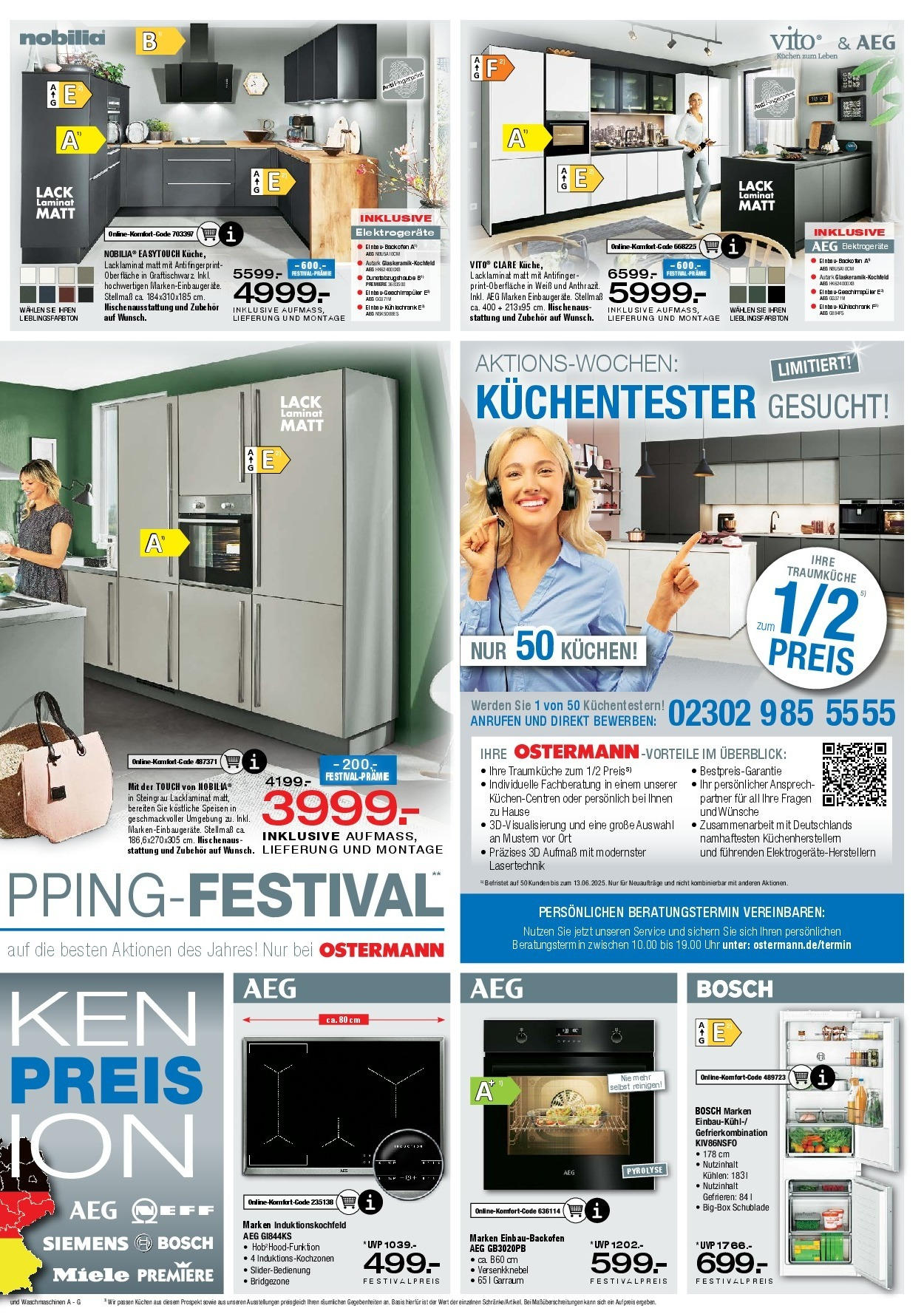 Ostermann - Möbel Ostermann: Neue Möbel wirken Wunder. (ab 23.05.2025) zum Blättern | Seite: 8 | Produkte: Bosch, Kochfeld, Kuchen, Uhr