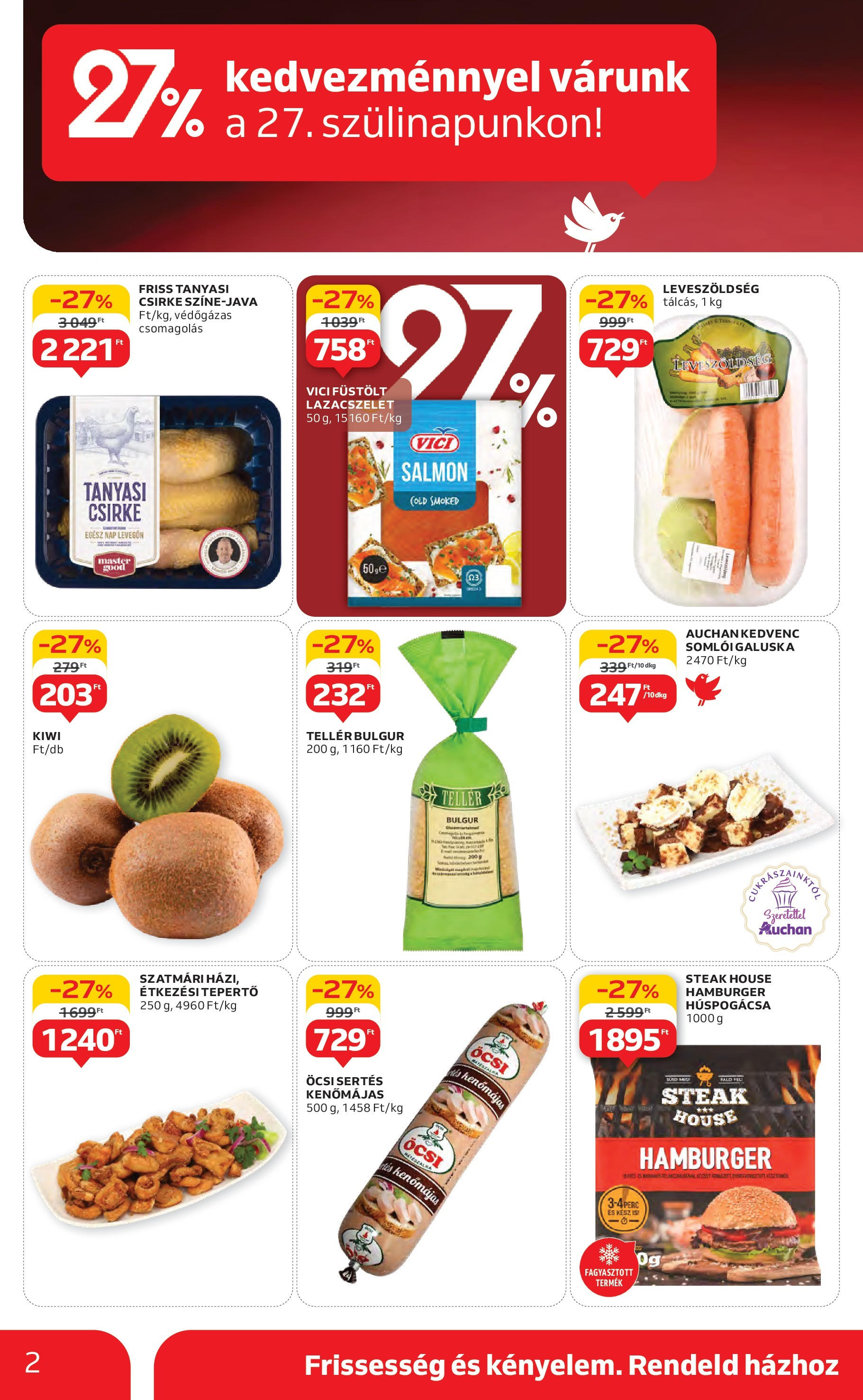 Akciós újság új Auchan - 2025.05.15. -tól/töl ⏳ | Oldal: 2 | Termékek: Hamburger, Kenőmájas, Bulgur, Kiwi Auchan Akciós újság - 2025.05.15. -tól/töl > akció, lapozható szórólap 🛍️ | Oldal: 2 | Termékek: Hamburger, Kenőmájas, Bulgur, Kiwi
