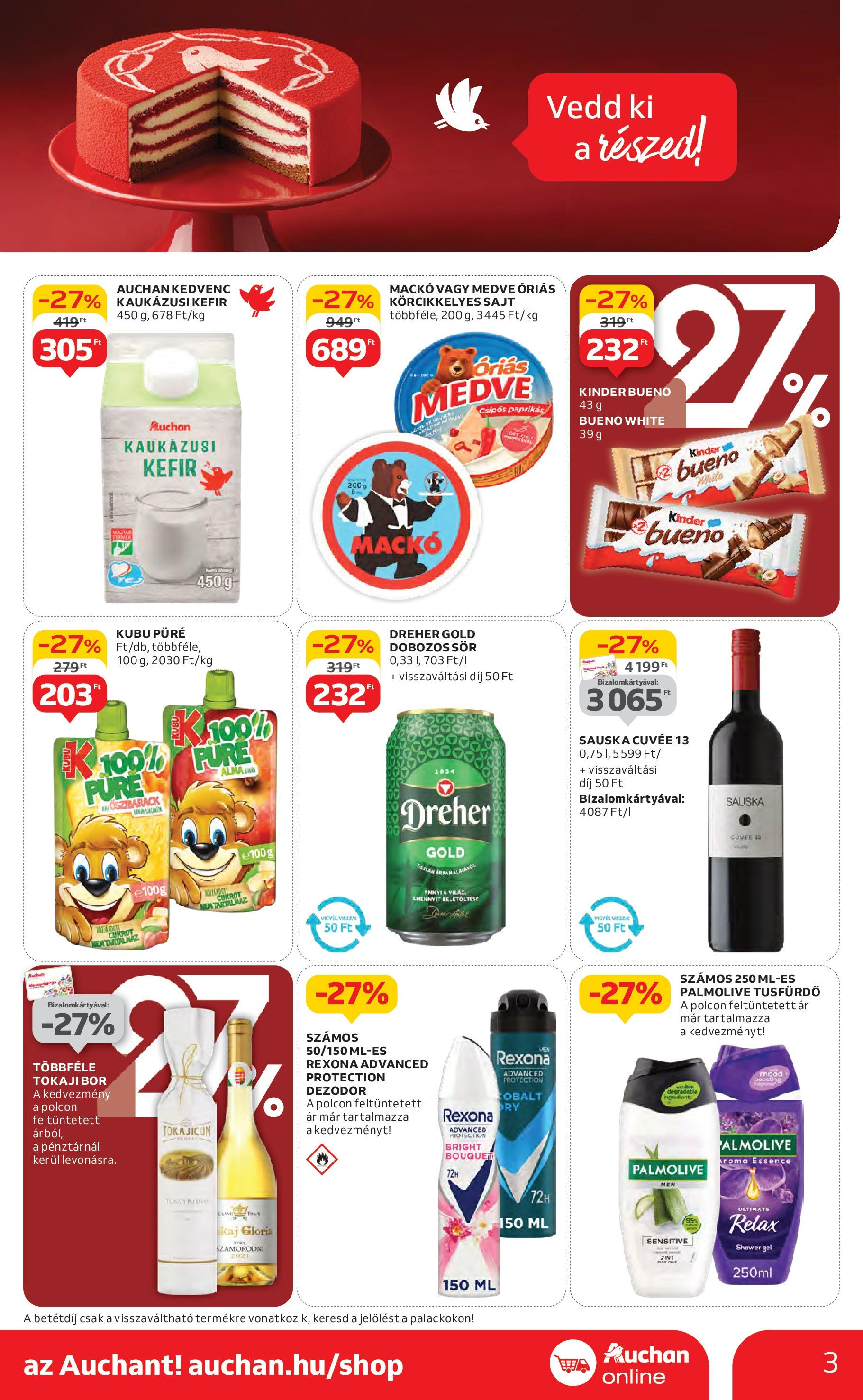 Akciós újság új Auchan - 2025.05.15. -tól/töl ⏳ | Oldal: 3 | Termékek: Kubu püré, Dobozos sör, Bor, Dezodor Auchan Akciós újság - 2025.05.15. -tól/töl > akció, lapozható szórólap 🛍️ | Oldal: 3 | Termékek: Kubu püré, Dobozos sör, Bor, Dezodor