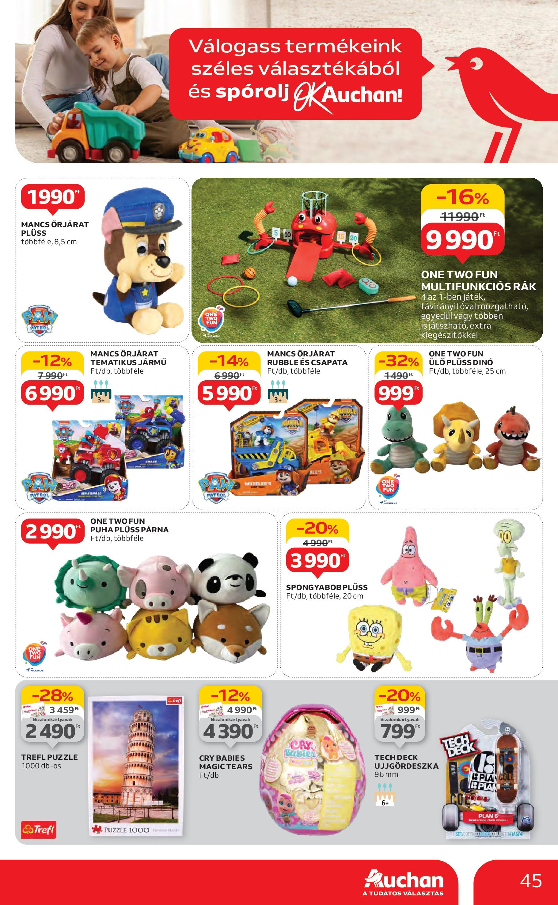 Akciós újság új Auchan - 2025.05.15. -tól/töl ⏳ | Oldal: 45 | Termékek: Puzzle, Plüss Auchan Akciós újság - 2025.05.15. -tól/töl > akció, lapozható szórólap 🛍️ | Oldal: 45 | Termékek: Puzzle, Plüss