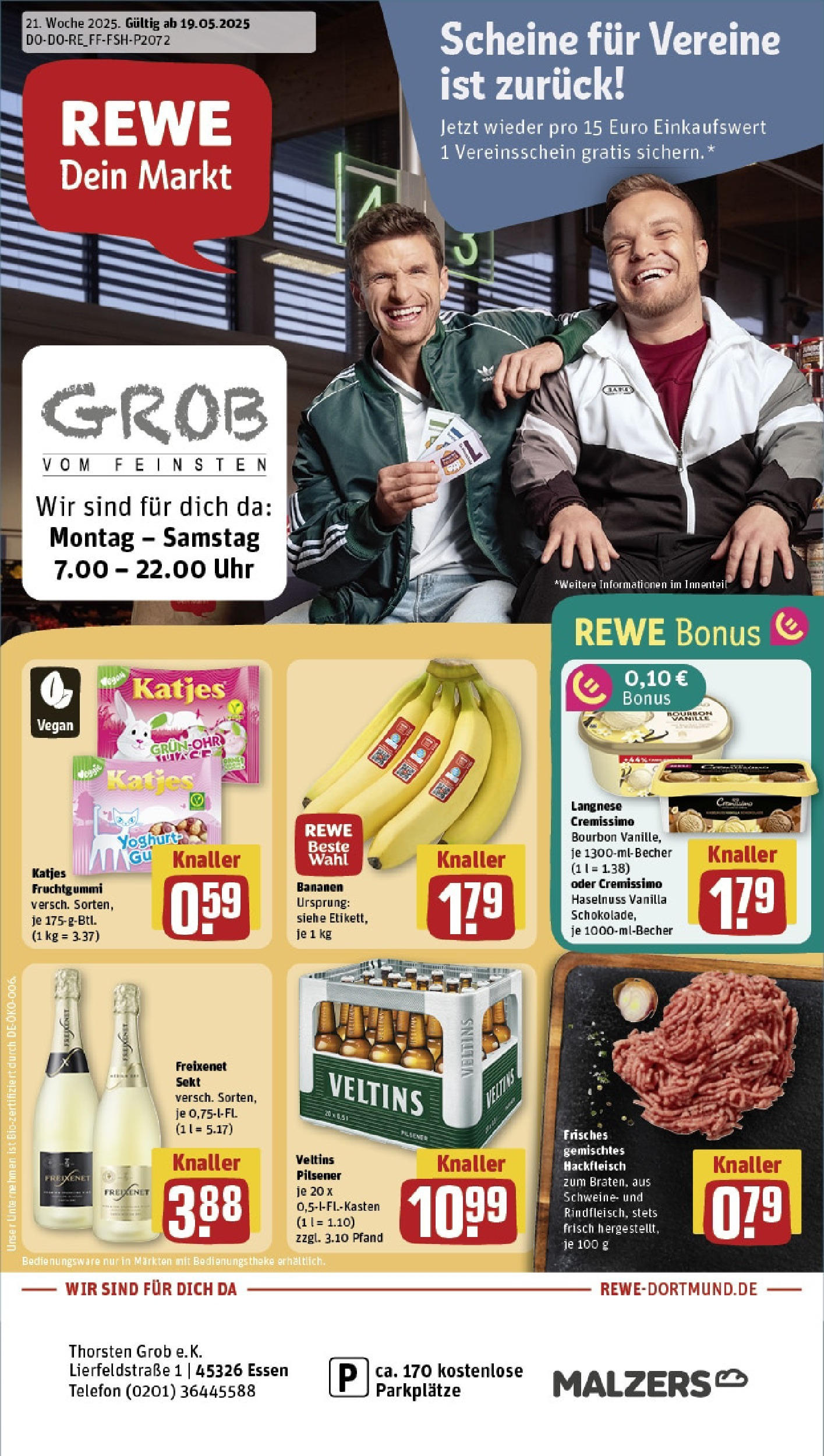 REWE Prospekt ab 19.05.2025 nächste Woche - Essen Vorschau von dem Prospekt des Geschäftes Rewe, gültig ab dem 19.05.2025