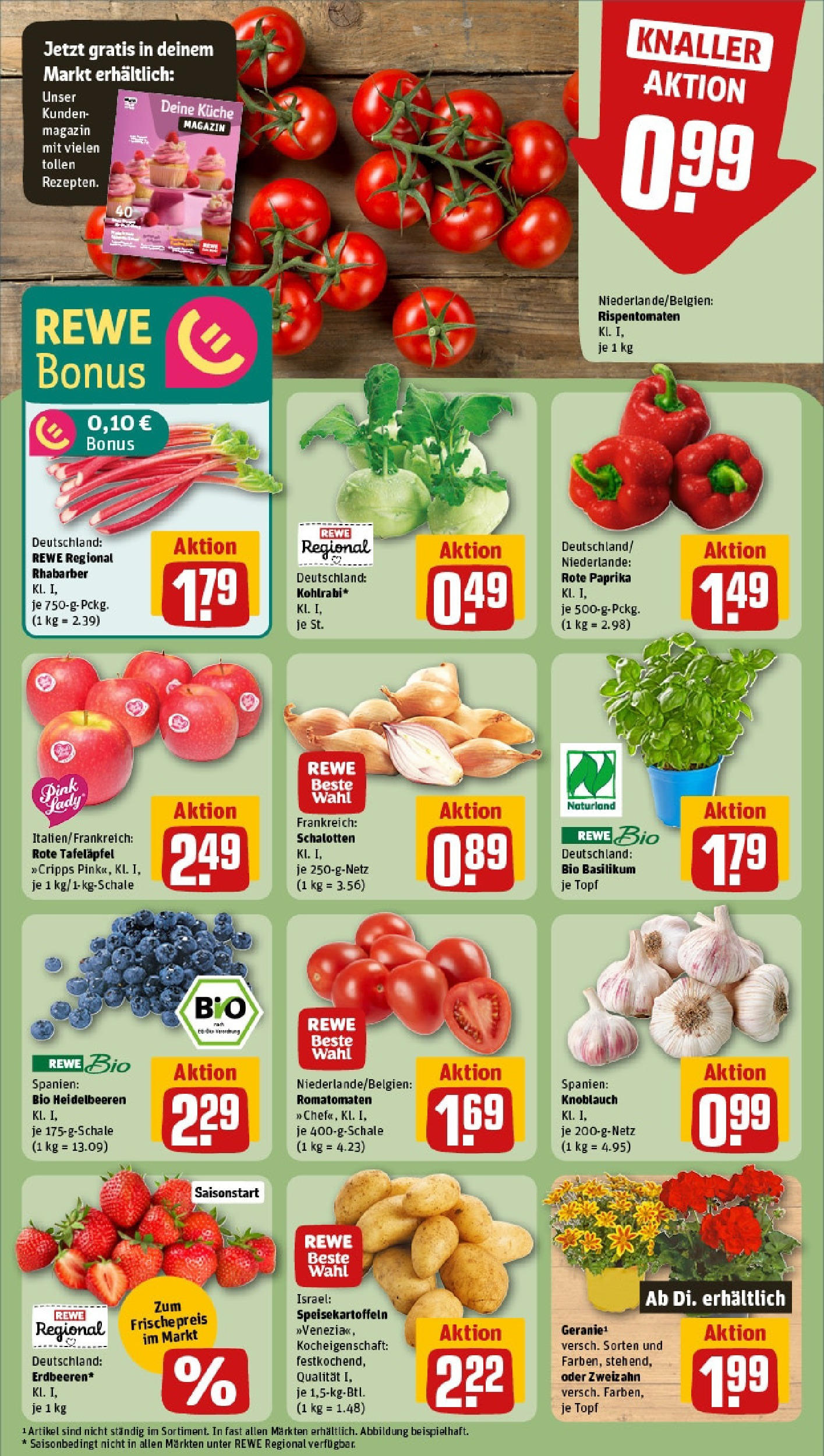 Rewe - Rewe: Wochenangebote (ab 18.05.2025) zum Blättern » Angebote | Seite: 7 | Produkte: Küche, Paprika, Knoblauch, Rhabarber
