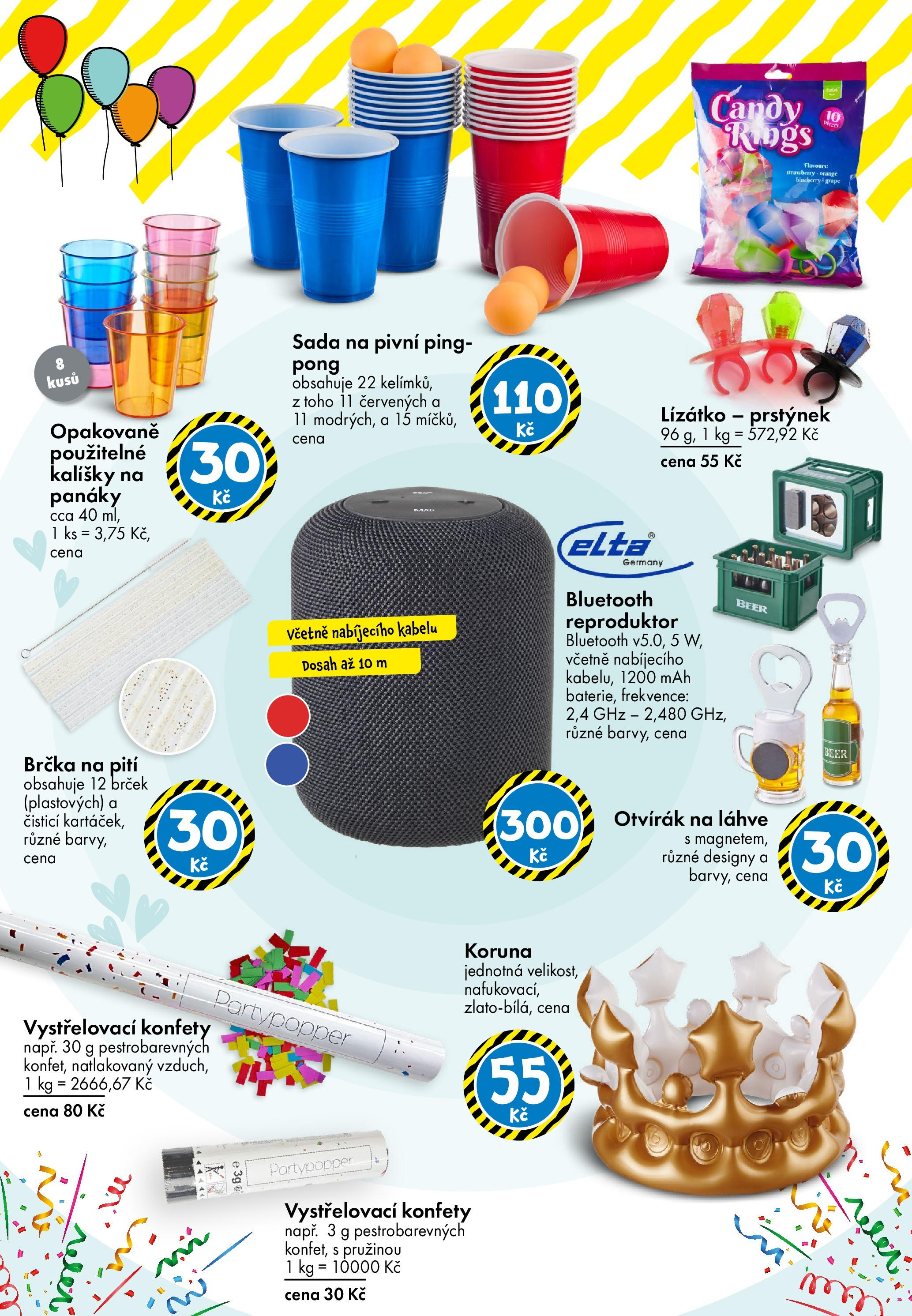 TEDi leták od 16.05.2025 - akční nabídka | Strana: 4 | Produkty: Bluetooth reproduktor, Otvírák, Vystřelovací konfety, Konfety