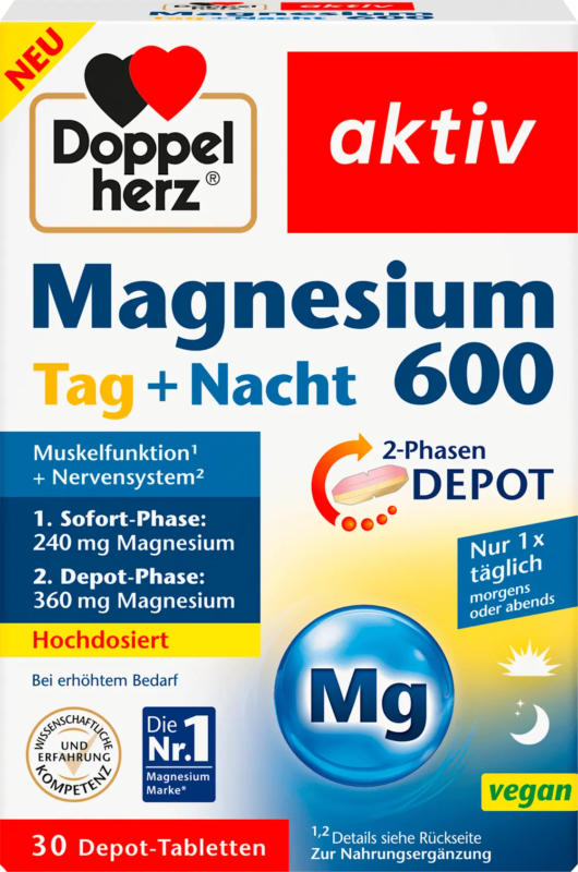 Doppelherz Magnesium 600 Tag + Nacht Depot-Tabletten 30 St