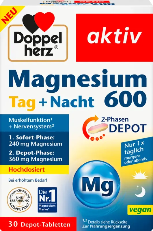 Doppelherz Magnesium 600 Tag + Nacht Depot-Tabletten 30 St