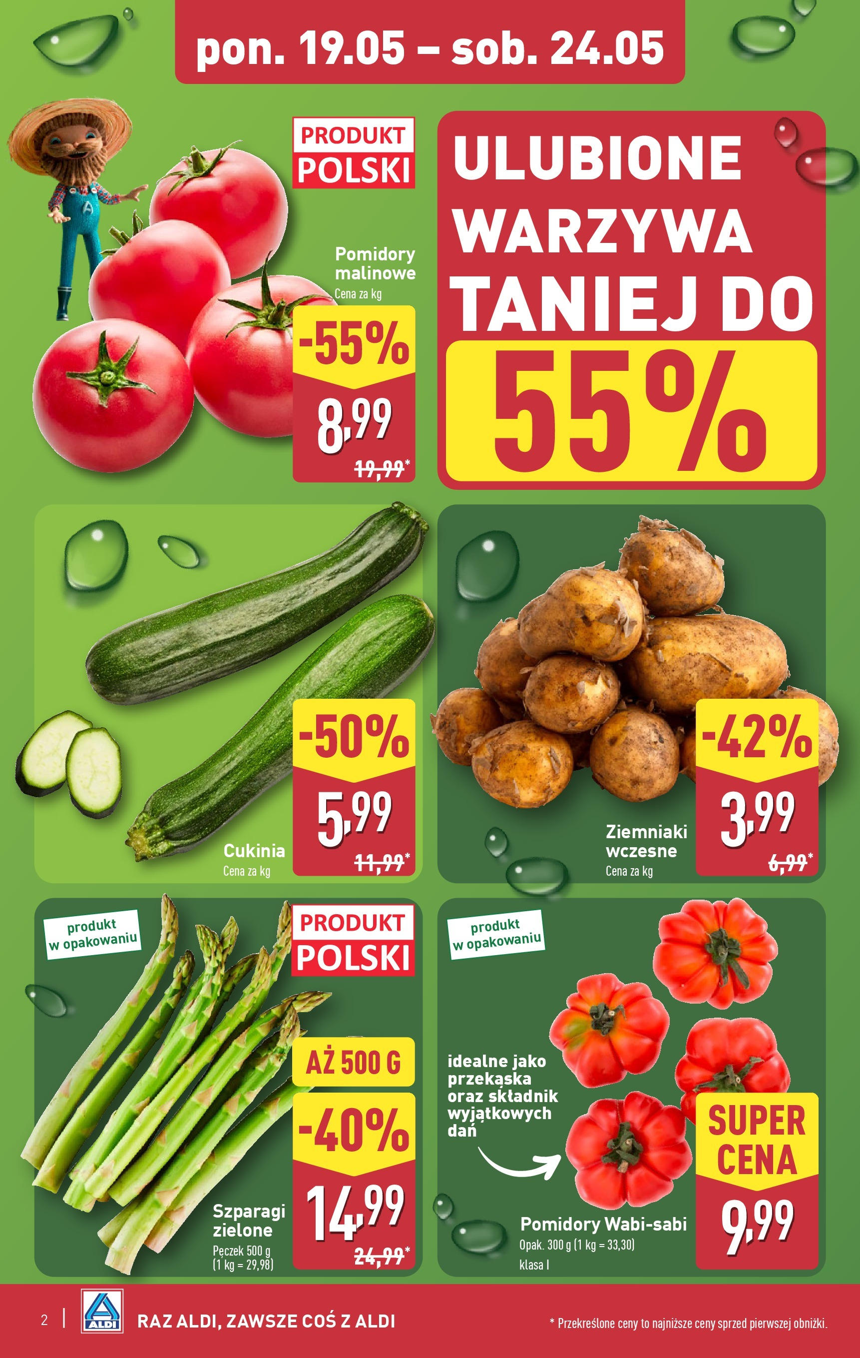 Aldi - Aldi Gazetka Cała wazna do 24.05 od 18.05.2025 | Nowa PDF gazetka | Strona: 2 | Produkty: Cukinia, Szparagi, Ziemniaki, Warzywa Aldi - Aldi Gazetka Cała wazna do 24.05 od 18.05.2025 - Ulotka PDF, promocje | Strona: 2 | Produkty: Cukinia, Szparagi, Ziemniaki, Warzywa