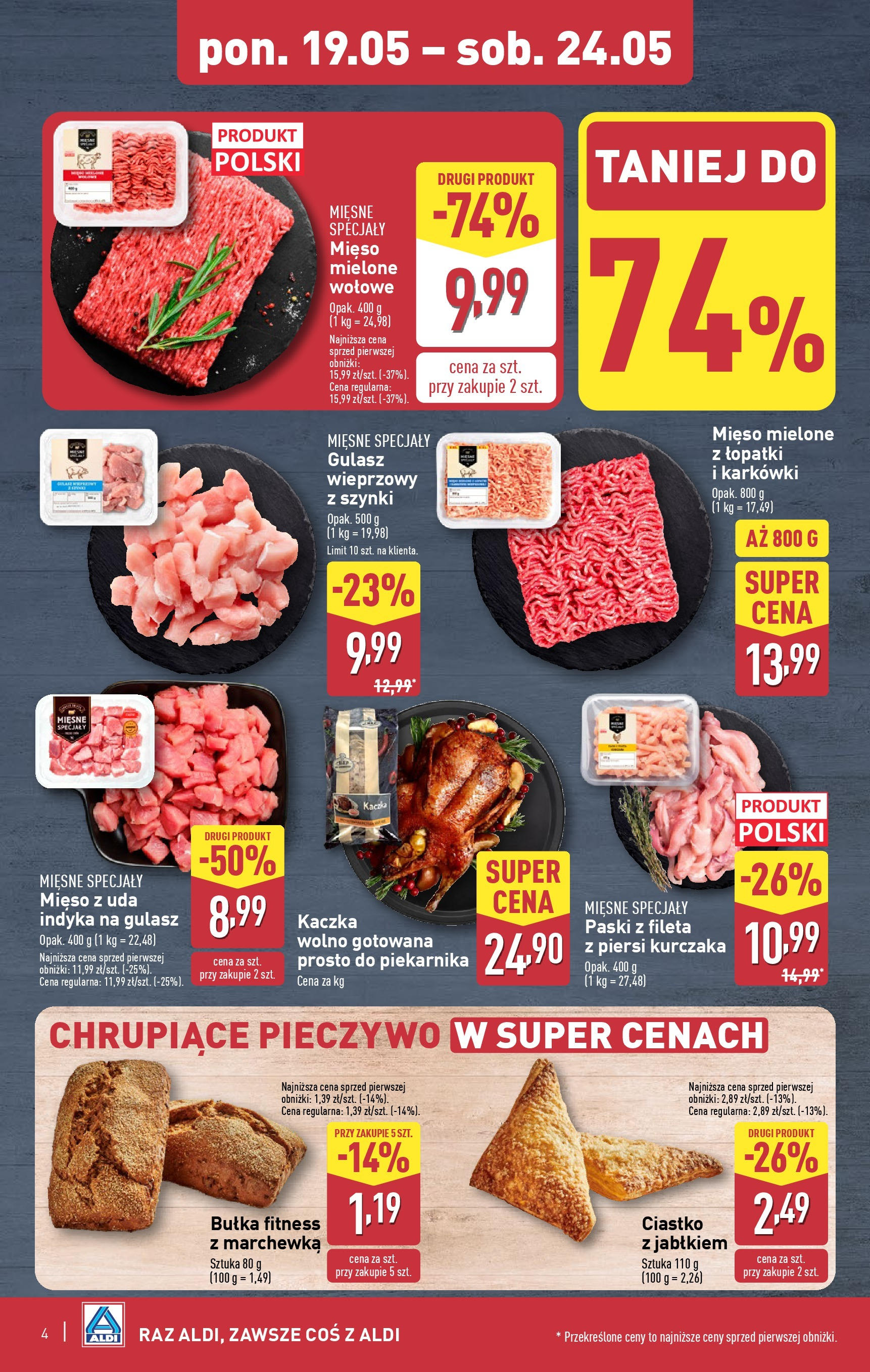 Aldi - Aldi Gazetka Cała wazna do 24.05 od 18.05.2025 | Nowa PDF gazetka | Strona: 4 | Produkty: Kaczka, Bułka, Marchewka, Gulasz Aldi - Aldi Gazetka Cała wazna do 24.05 od 18.05.2025 - Ulotka PDF, promocje | Strona: 4 | Produkty: Kaczka, Bułka, Marchewka, Gulasz