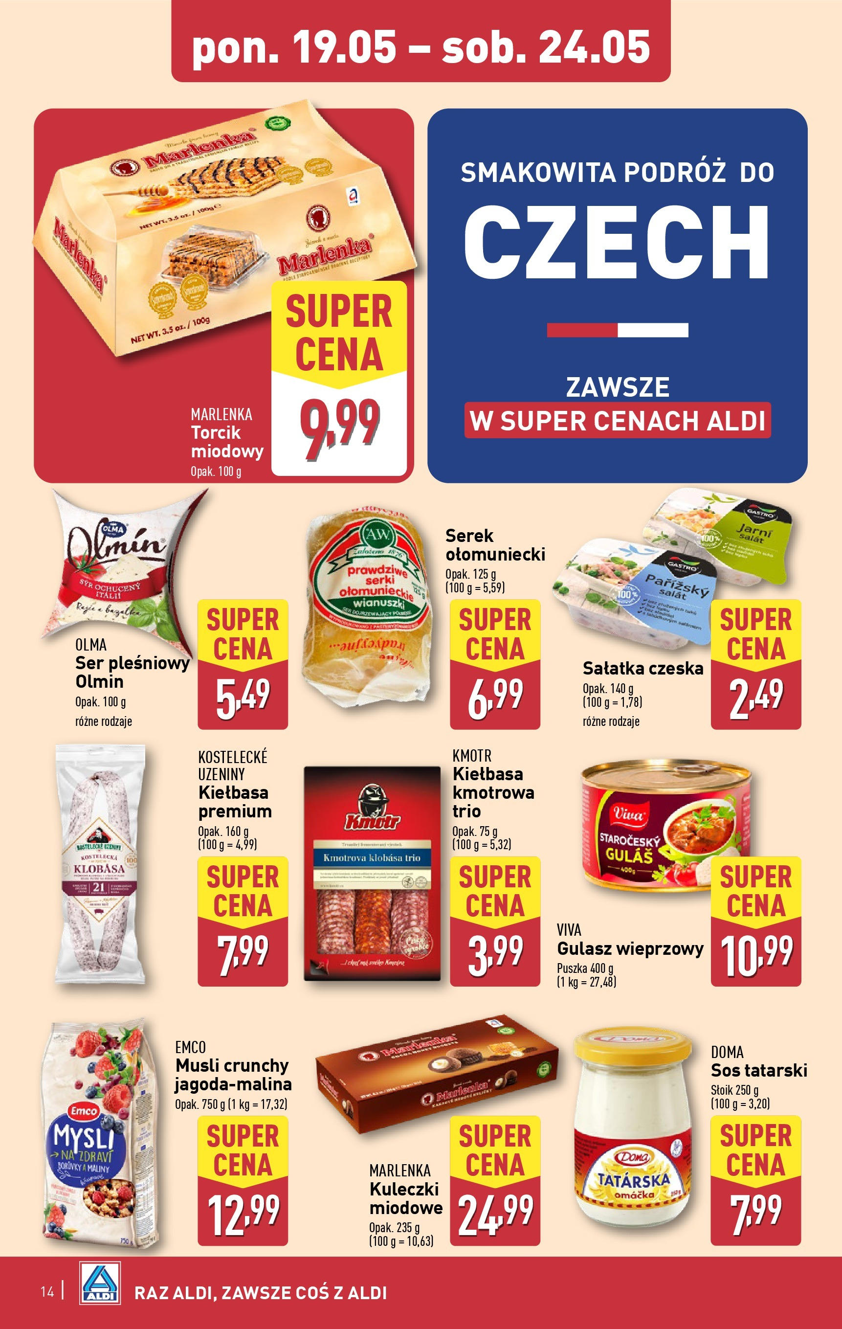 Aldi - Aldi Gazetka Cała wazna do 24.05 od 18.05.2025 | Nowa PDF gazetka | Strona: 14 | Produkty: Ser pleśniowy, Maliny, Sos tatarski, Gulasz Aldi - Aldi Gazetka Cała wazna do 24.05 od 18.05.2025 - Ulotka PDF, promocje | Strona: 14 | Produkty: Ser pleśniowy, Maliny, Sos tatarski, Gulasz