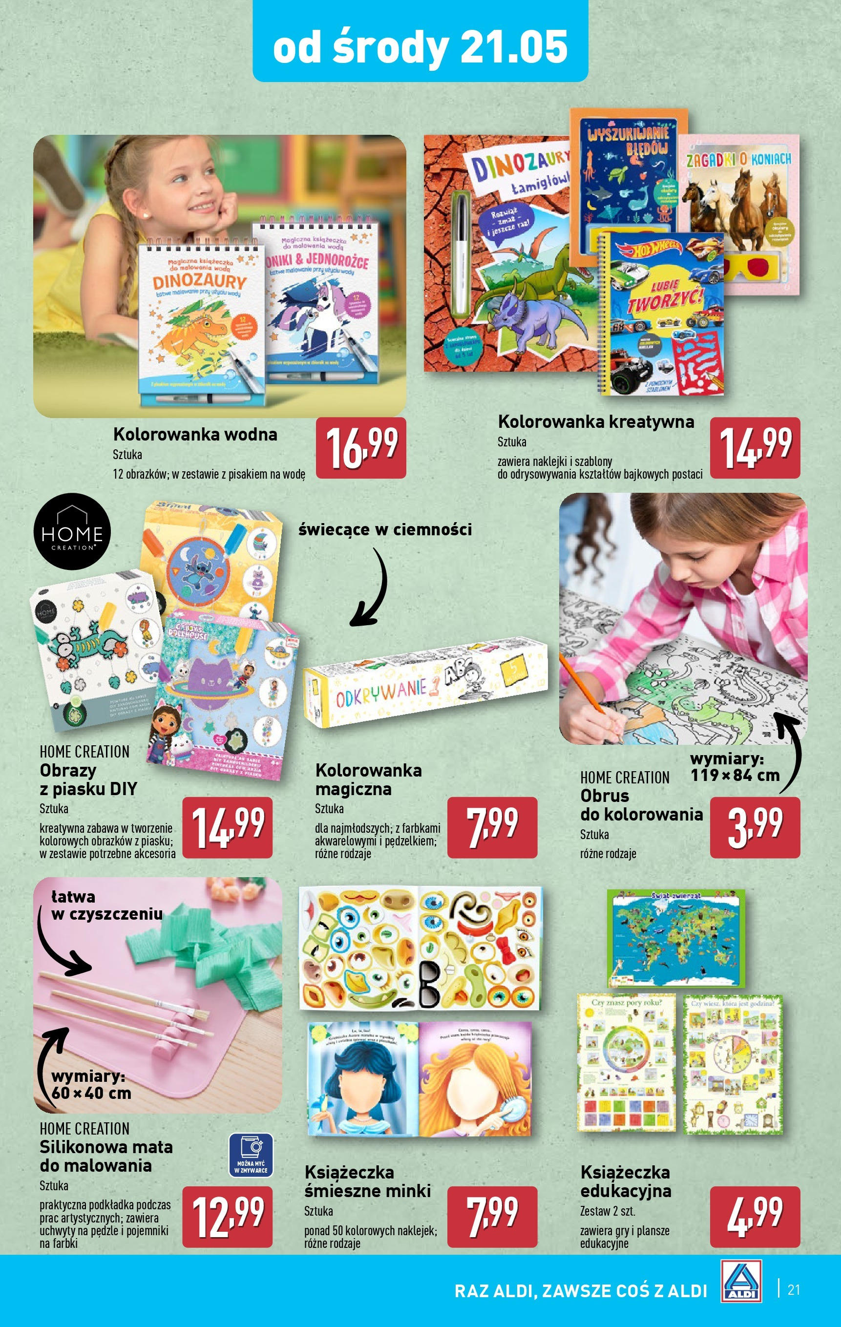 Aldi - Aldi Gazetka Cała wazna do 24.05 od 18.05.2025 | Nowa PDF gazetka | Strona: 21 | Produkty: Naklejki, Gry, Woda Aldi - Aldi Gazetka Cała wazna do 24.05 od 18.05.2025 - Ulotka PDF, promocje | Strona: 21 | Produkty: Naklejki, Gry, Woda