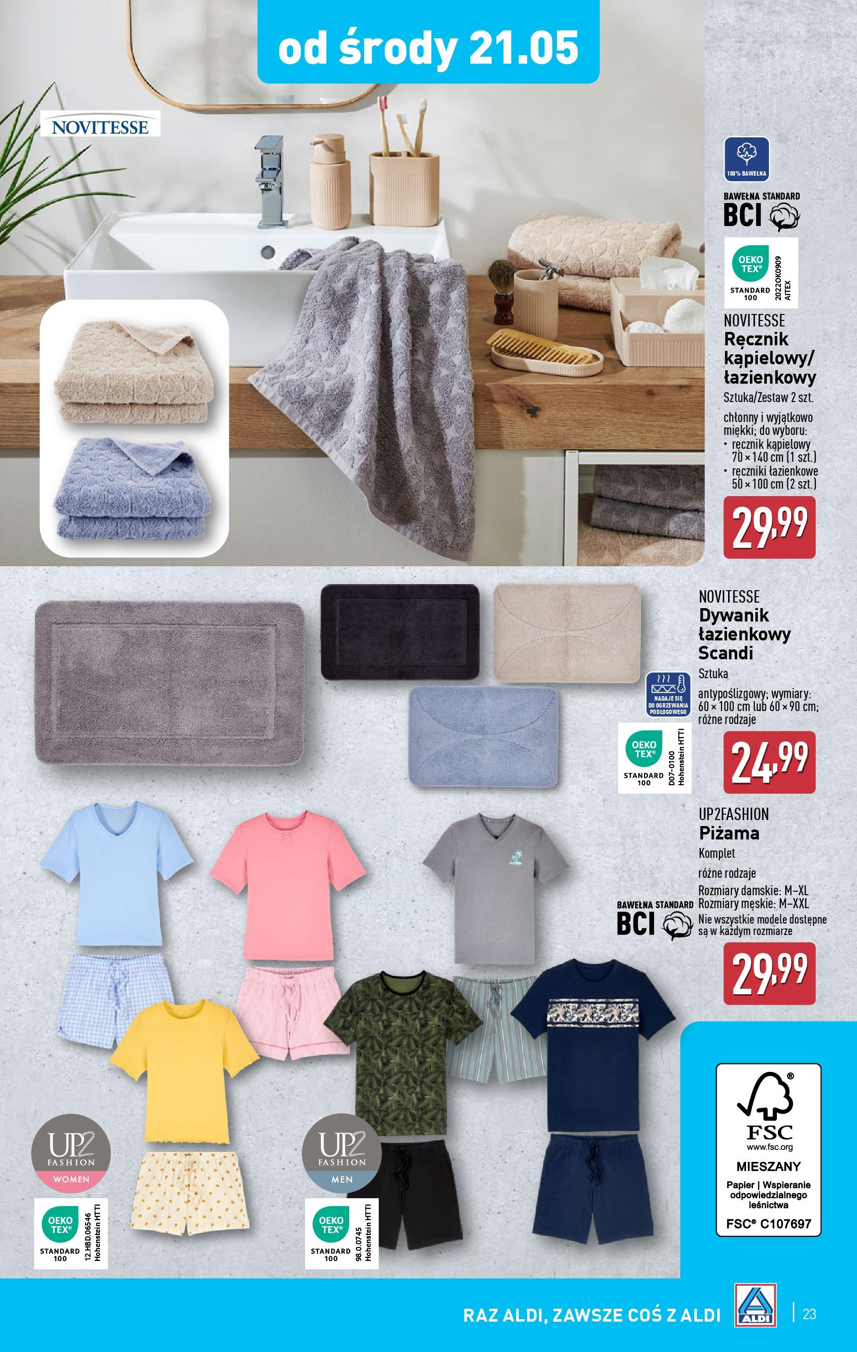 Aldi - Aldi Gazetka Cała wazna do 24.05 od 18.05.2025 | Nowa PDF gazetka | Strona: 23 | Produkty: Piżama, Dywanik łazienkowy Aldi - Aldi Gazetka Cała wazna do 24.05 od 18.05.2025 - Ulotka PDF, promocje | Strona: 23 | Produkty: Piżama, Dywanik łazienkowy
