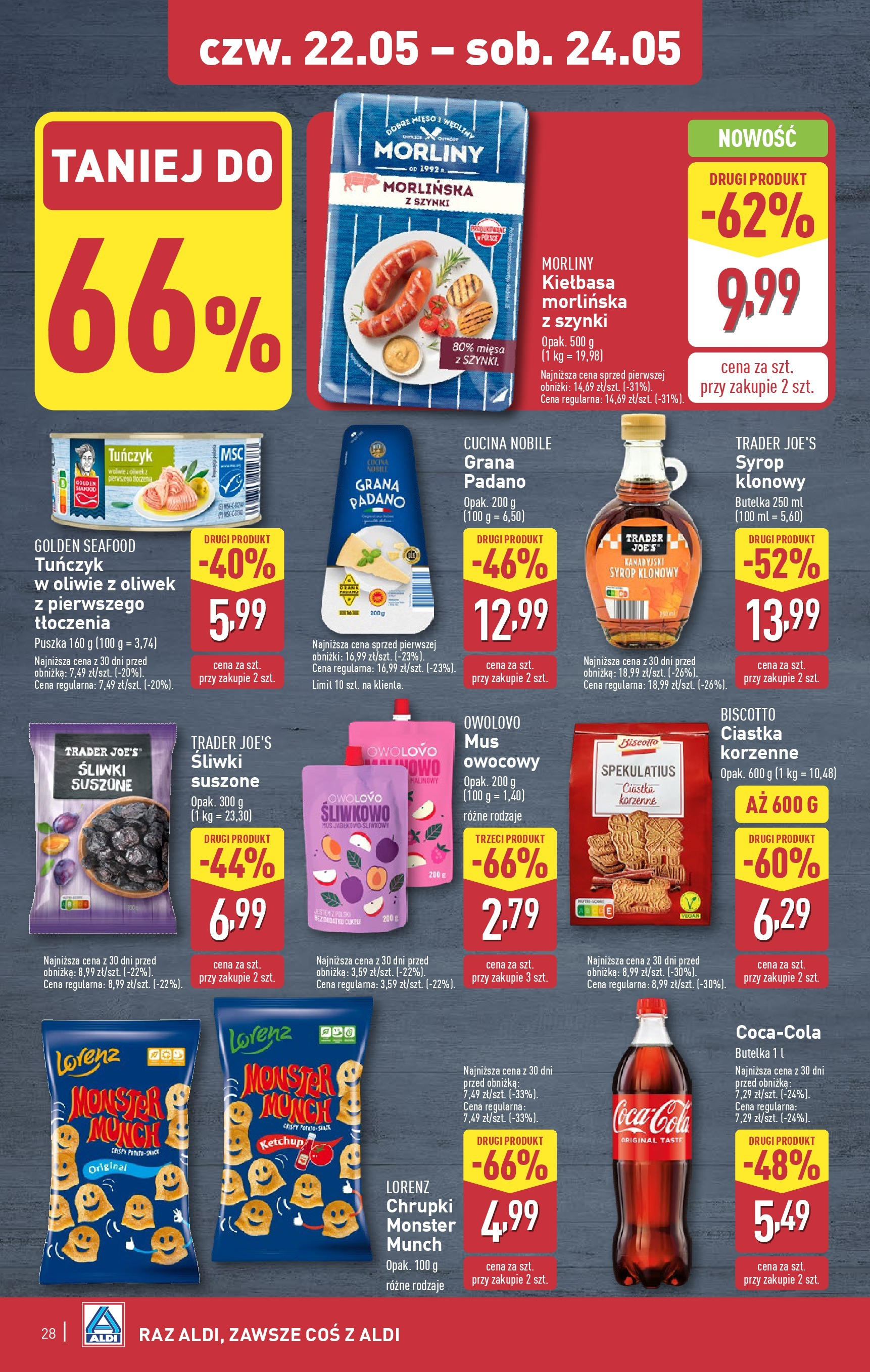 Aldi - Aldi Gazetka Cała wazna do 24.05 od 18.05.2025 | Nowa PDF gazetka | Strona: 28 | Produkty: Kiełbasa, Ketchup, Mięso, Syrop klonowy Aldi - Aldi Gazetka Cała wazna do 24.05 od 18.05.2025 - Ulotka PDF, promocje | Strona: 28 | Produkty: Kiełbasa, Ketchup, Mięso, Syrop klonowy
