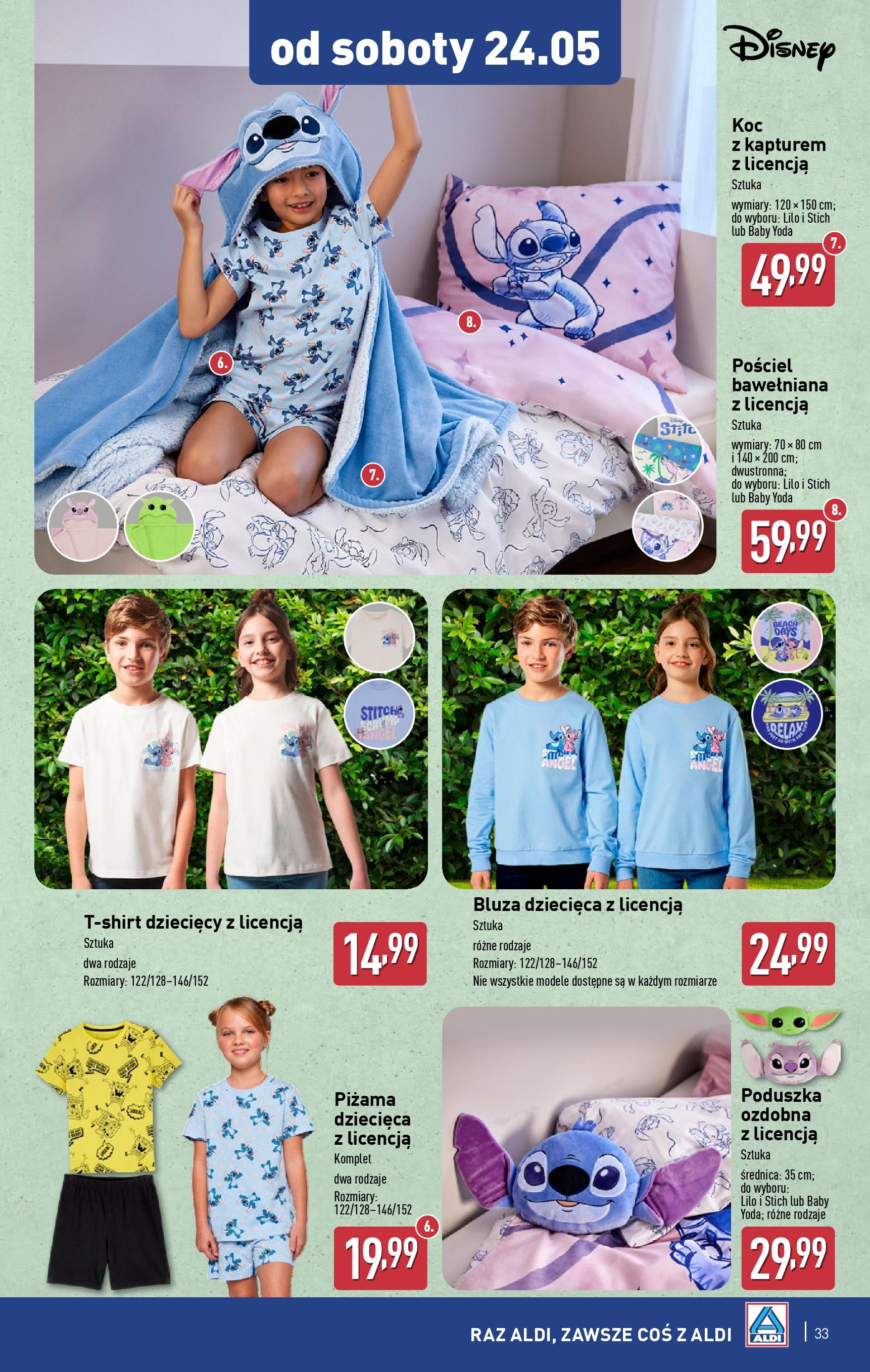 Aldi - Aldi Gazetka Cała wazna do 24.05 od 18.05.2025 | Nowa PDF gazetka | Strona: 33 | Produkty: Pościel, Piżama, Poduszka, Koc Aldi - Aldi Gazetka Cała wazna do 24.05 od 18.05.2025 - Ulotka PDF, promocje | Strona: 33 | Produkty: Pościel, Piżama, Poduszka, Koc