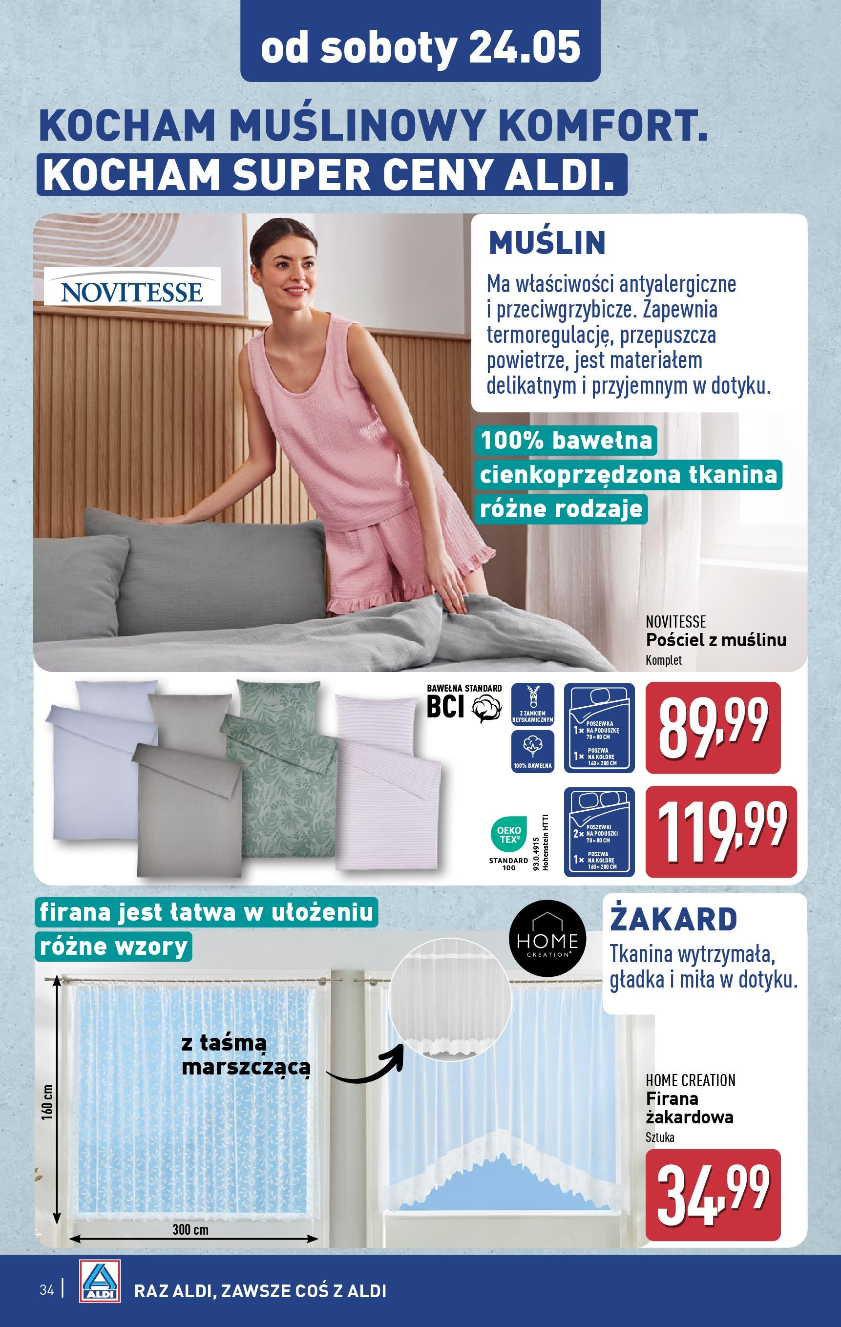 Aldi - Aldi Gazetka Cała wazna do 24.05 od 18.05.2025 | Nowa PDF gazetka | Strona: 34 | Produkty: Pościel Aldi - Aldi Gazetka Cała wazna do 24.05 od 18.05.2025 - Ulotka PDF, promocje | Strona: 34 | Produkty: Pościel