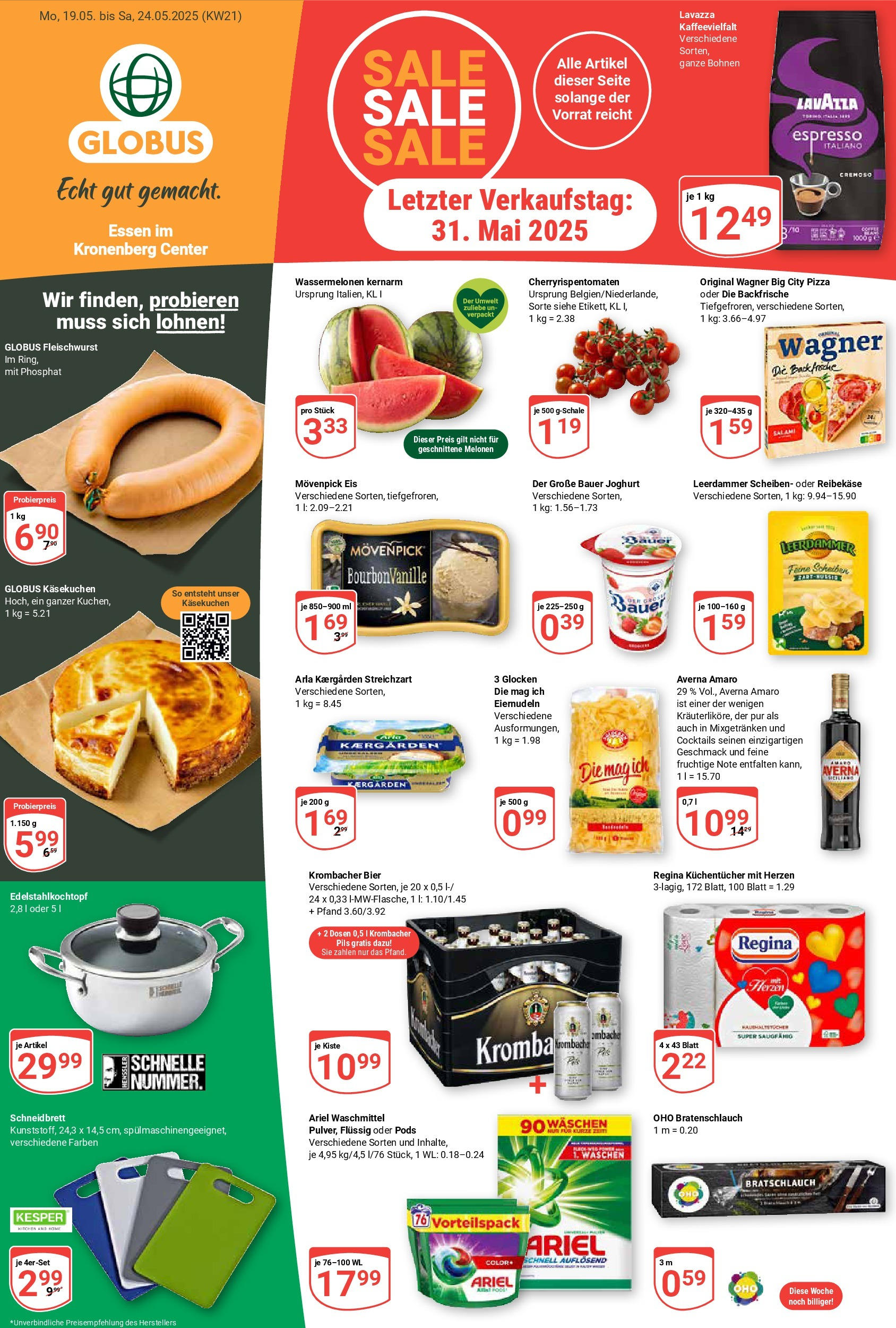Globus Prospekt ab Montag 19.05.2025 > Prospekt Essen Vorschau von dem Prospekt des Geschäftes Globus, gültig ab dem 19.05.2025