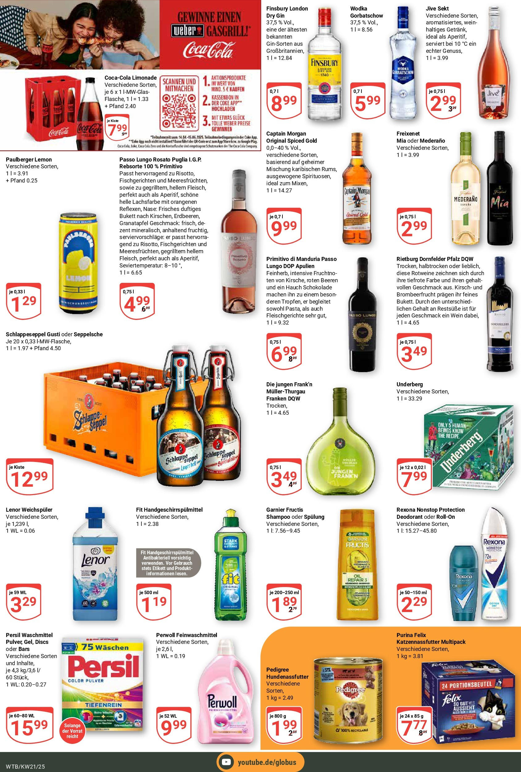 Globus prospekt Wächtersbach (ab 19.05.2025) » Angebote ab Montag | Seite: 3 | Produkte: Cola, Pedigree, Gin, Persil Globus prospekt Wächtersbach (ab 19.05.2025) » Angebote online | Seite: 3 | Produkte: Cola, Pedigree, Gin, Persil