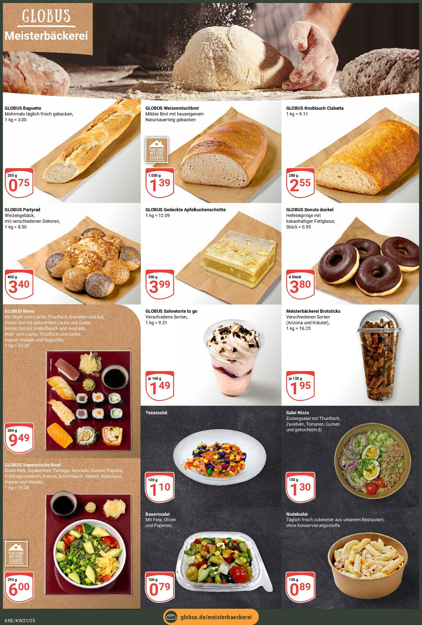 Globus prospekt Krefeld (ab 19.05.2025) » Angebote ab Montag | Seite: 3 | Produkte: Baguette, Lachs, Pasta, Gurken Globus prospekt Krefeld (ab 19.05.2025) » Angebote online | Seite: 3 | Produkte: Baguette, Lachs, Pasta, Gurken
