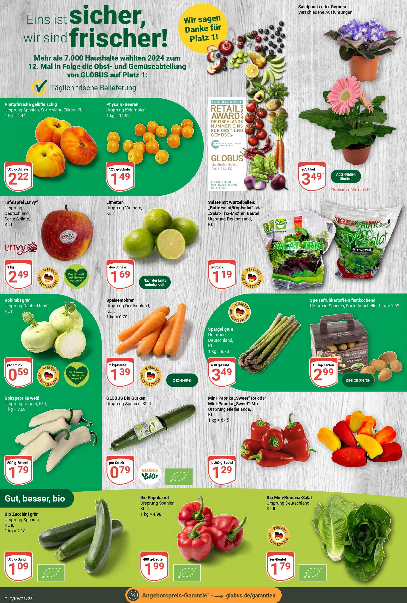 Globus prospekt Plattling (ab 19.05.2025) » Angebote ab Montag | Seite: 5 | Produkte: Limetten, Paprika rot, Zucchini, Salat Globus prospekt Plattling (ab 19.05.2025) » Angebote online | Seite: 5 | Produkte: Limetten, Paprika rot, Zucchini, Salat