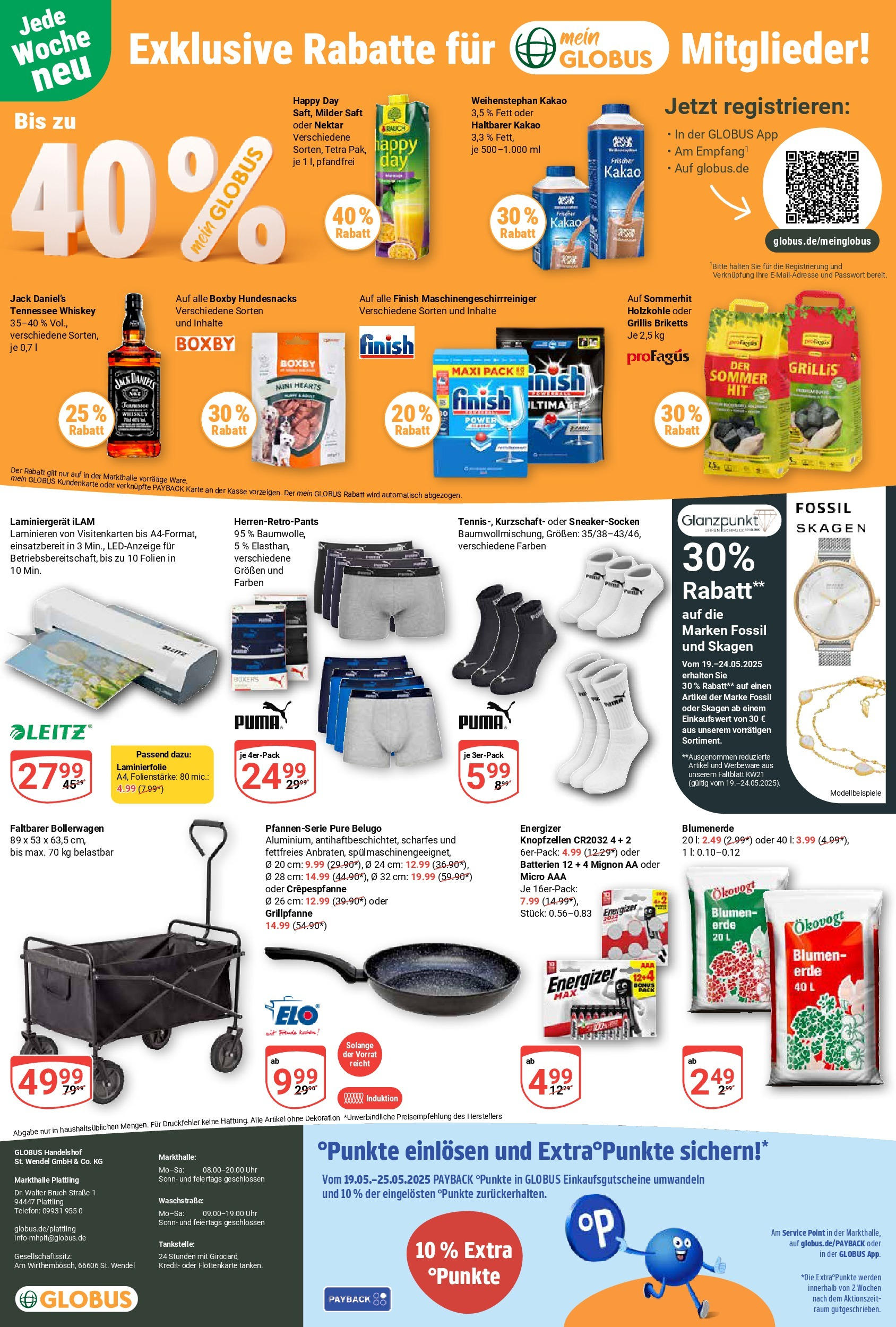 Globus prospekt Plattling (ab 19.05.2025) » Angebote ab Montag | Seite: 23 | Produkte: Laminator, Finish, Blumenerde, Uhr Globus prospekt Plattling (ab 19.05.2025) » Angebote online | Seite: 23 | Produkte: Laminator, Finish, Blumenerde, Uhr