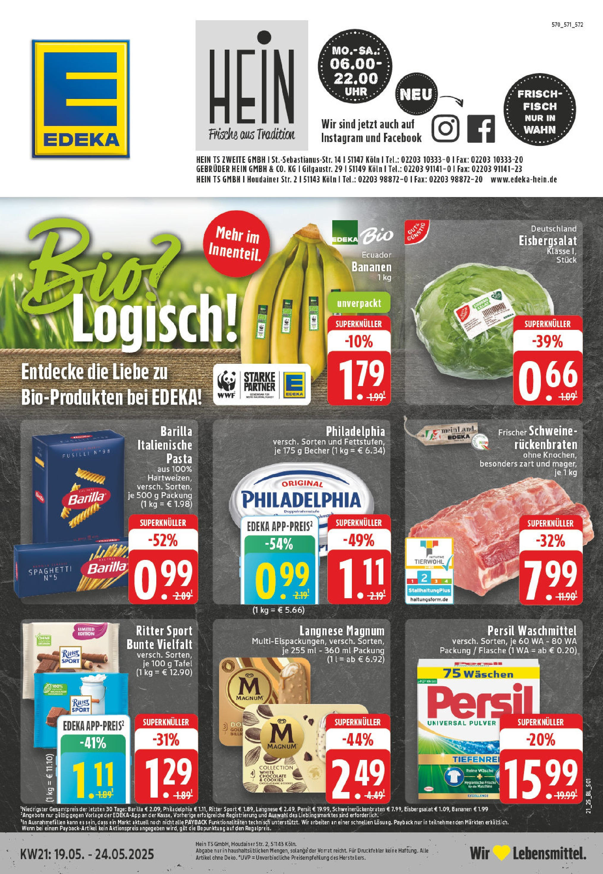 EDEKA Prospekt ab 19.05.2025 - Köln Online Vorschau von dem Prospekt des Geschäftes Edeka, gültig ab dem 19.05.2025