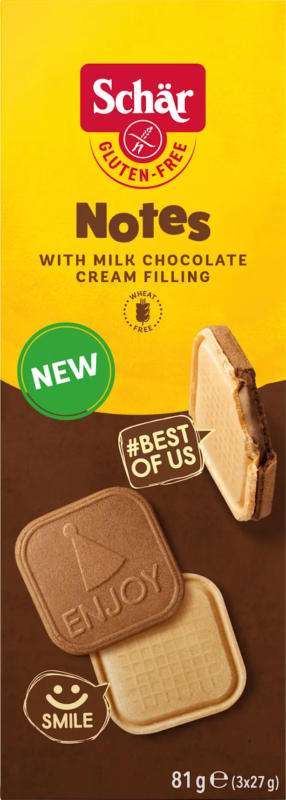 Schär Kekse, "Notes" Milk Chocolate Cream, glutenfrei