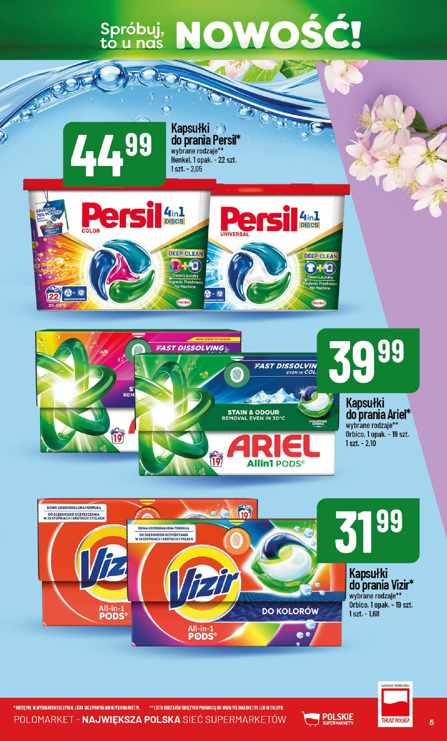 POLOmarket gazetka od jutra (21.05.2025) | Nowa PDF | Strona: 5 | Produkty: Persil, Ariel, Kapsułki do prania, Detergent POLOmarket gazetka od jutra (21.05.2025) - Nowa PDF | Strona: 5 | Produkty: Persil, Ariel, Kapsułki do prania, Detergent