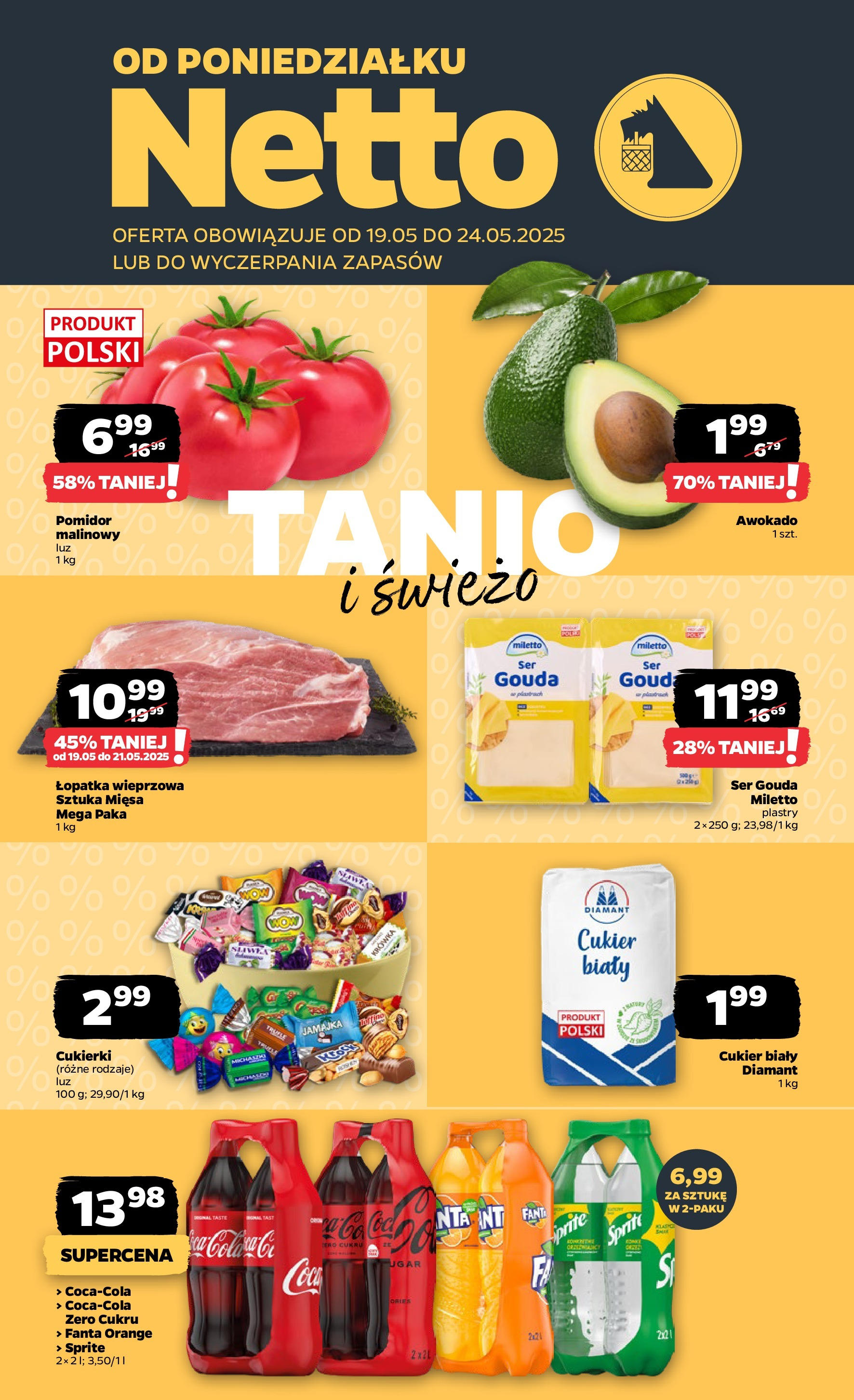 Netto - NETTO T21A ważne do 24.05 od 18.05.2025 | Promocje | Strona: 1 | Produkty: Pomidor malinowy, Krowka, Sprite, Awokado Netto - NETTO T21A ważne do 24.05 od 18.05.2025 - Aktualne promocje | Strona: 1 | Produkty: Pomidor malinowy, Krowka, Sprite, Awokado