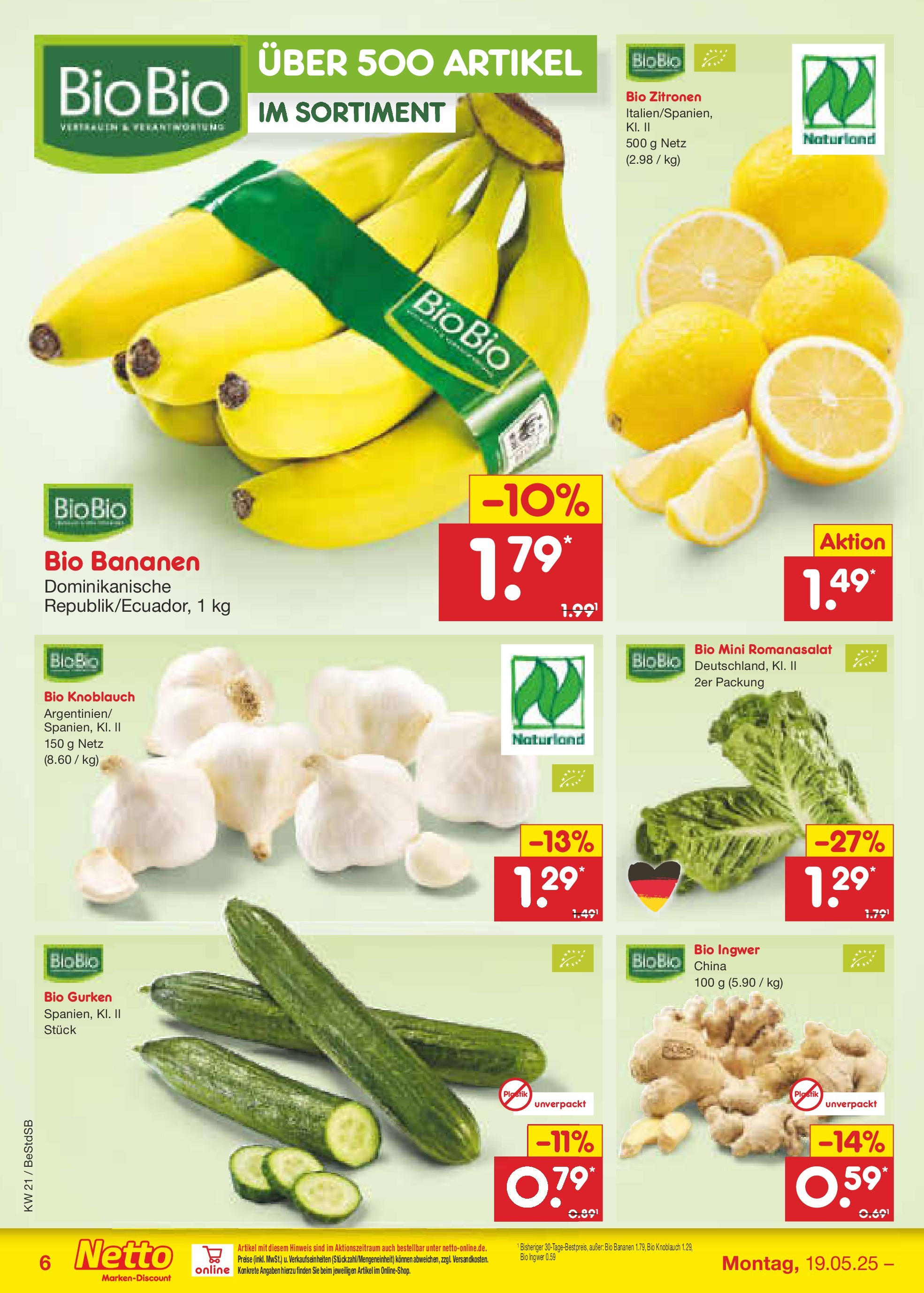 Netto Marken-Discount - Netto: Wochenangebote (ab 18.05.2025) » Angebote | Seite: 8 | Produkte: Bananen, Knoblauch, Gurken, Zitronen Netto Marken-Discount - Netto: Wochenangebote (ab 18.05.2025) » Angebote | Seite: 8 | Produkte: Bananen, Knoblauch, Gurken, Zitronen
