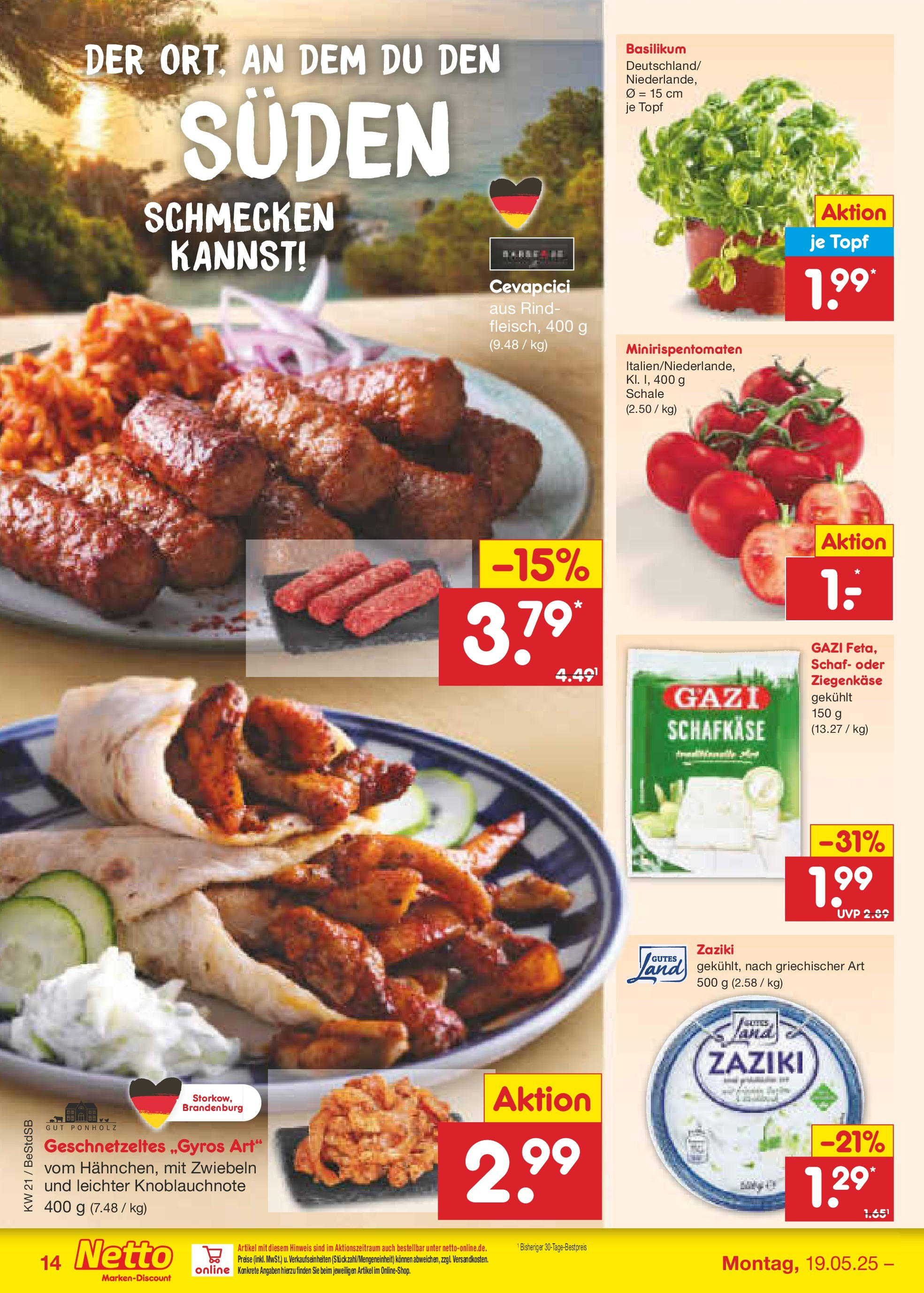 Netto Marken-Discount - Netto: Wochenangebote (ab 18.05.2025) » Angebote | Seite: 18 | Produkte: Ziegenkäse, Cevapcici, Zwiebeln Netto Marken-Discount - Netto: Wochenangebote (ab 18.05.2025) » Angebote | Seite: 18 | Produkte: Ziegenkäse, Cevapcici, Zwiebeln