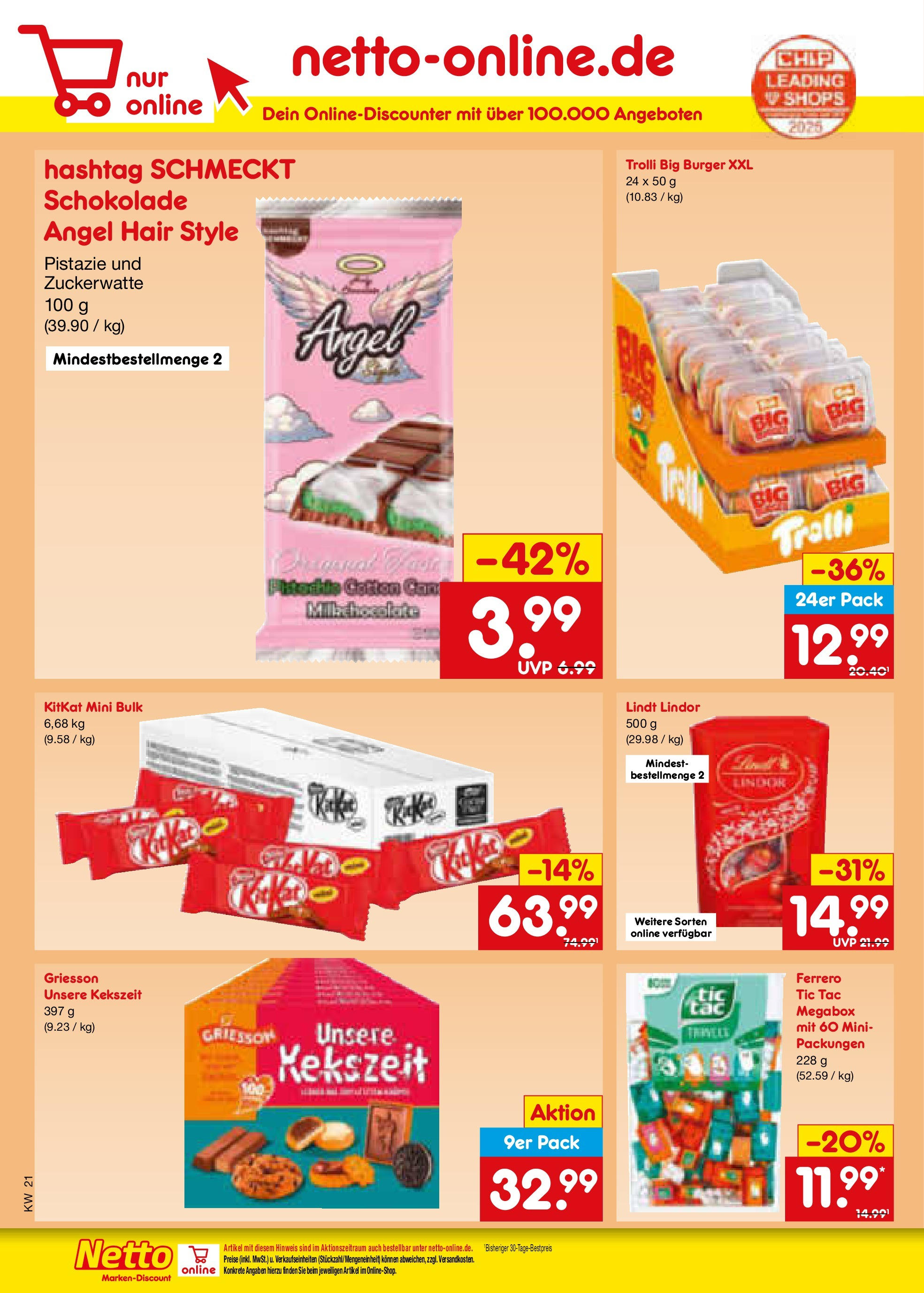Netto Marken-Discount - Netto: Wochenangebote (ab 18.05.2025) » Angebote | Seite: 32 | Produkte: Schokolade, Burger, Lindt Netto Marken-Discount - Netto: Wochenangebote (ab 18.05.2025) » Angebote | Seite: 32 | Produkte: Schokolade, Burger, Lindt