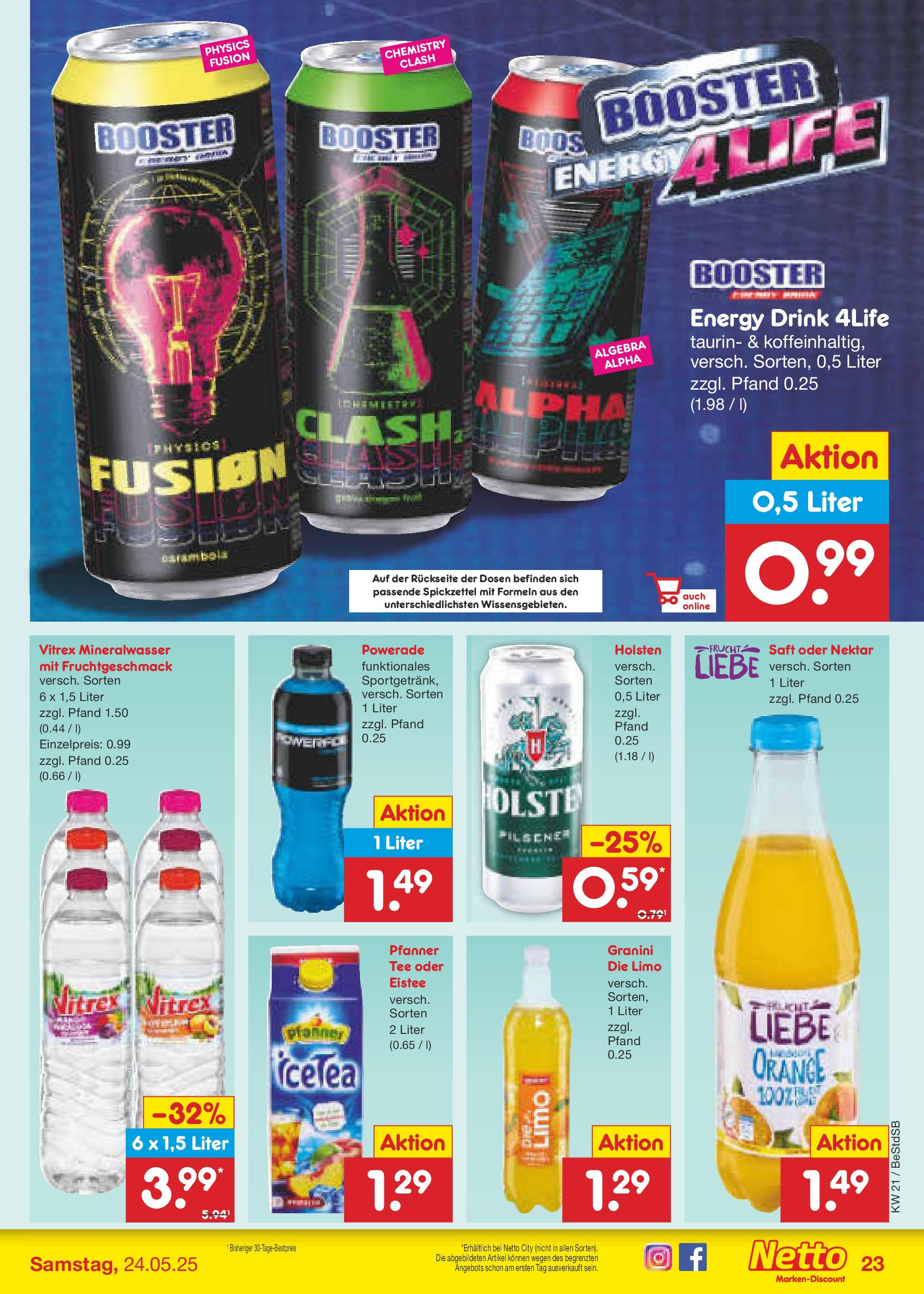 Netto Marken-Discount - Netto: Wochenangebote (ab 18.05.2025) » Angebote | Seite: 35 | Produkte: Energy, Powerade, Granini die limo, Tee Netto Marken-Discount - Netto: Wochenangebote (ab 18.05.2025) » Angebote | Seite: 35 | Produkte: Energy, Powerade, Granini die limo, Tee