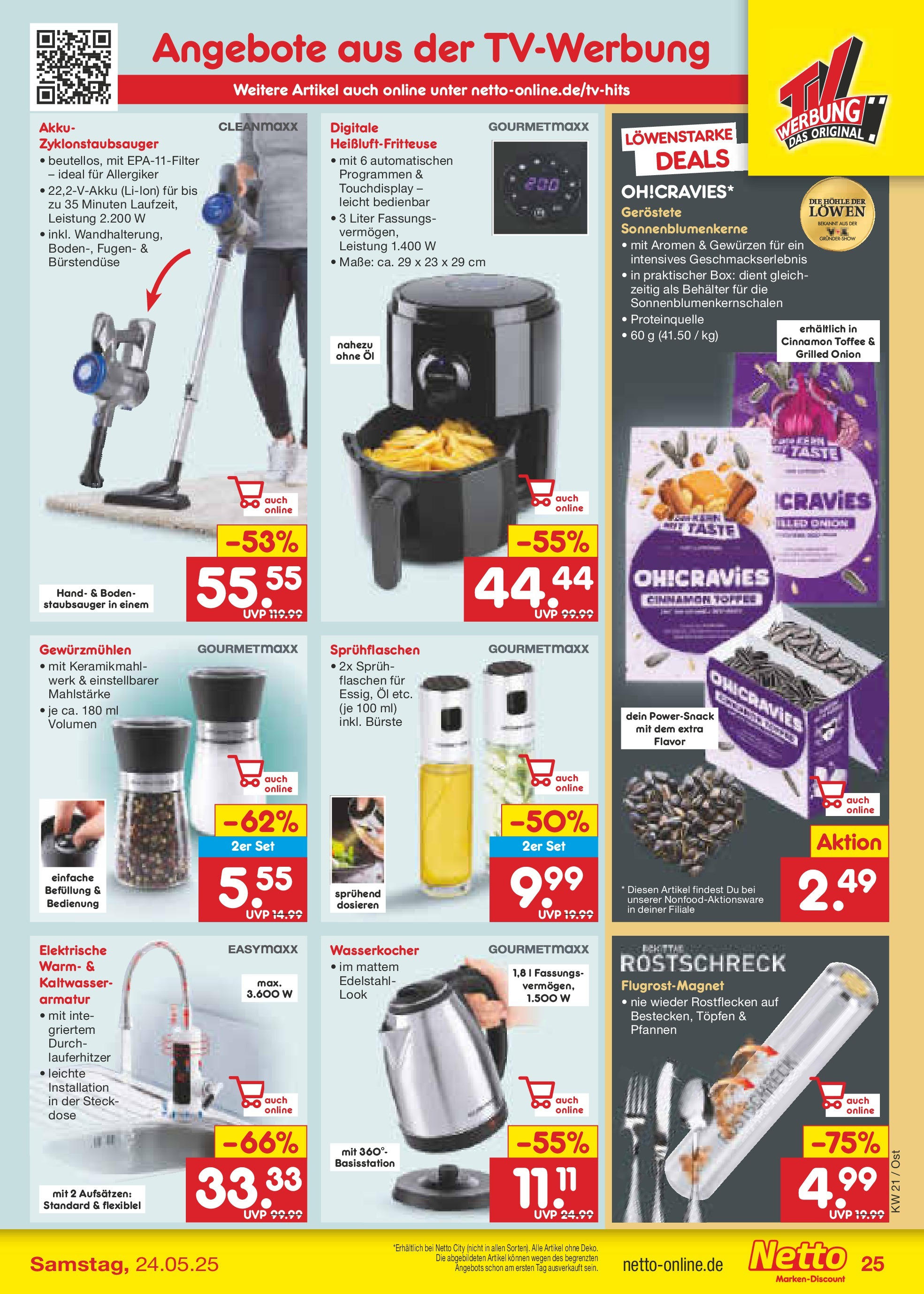 Netto Marken-Discount - Netto: Wochenangebote (ab 18.05.2025) » Angebote | Seite: 39 | Produkte: Staubsauger, Box, Bürste, Heißluftfritteuse Netto Marken-Discount - Netto: Wochenangebote (ab 18.05.2025) » Angebote | Seite: 39 | Produkte: Staubsauger, Box, Bürste, Heißluftfritteuse