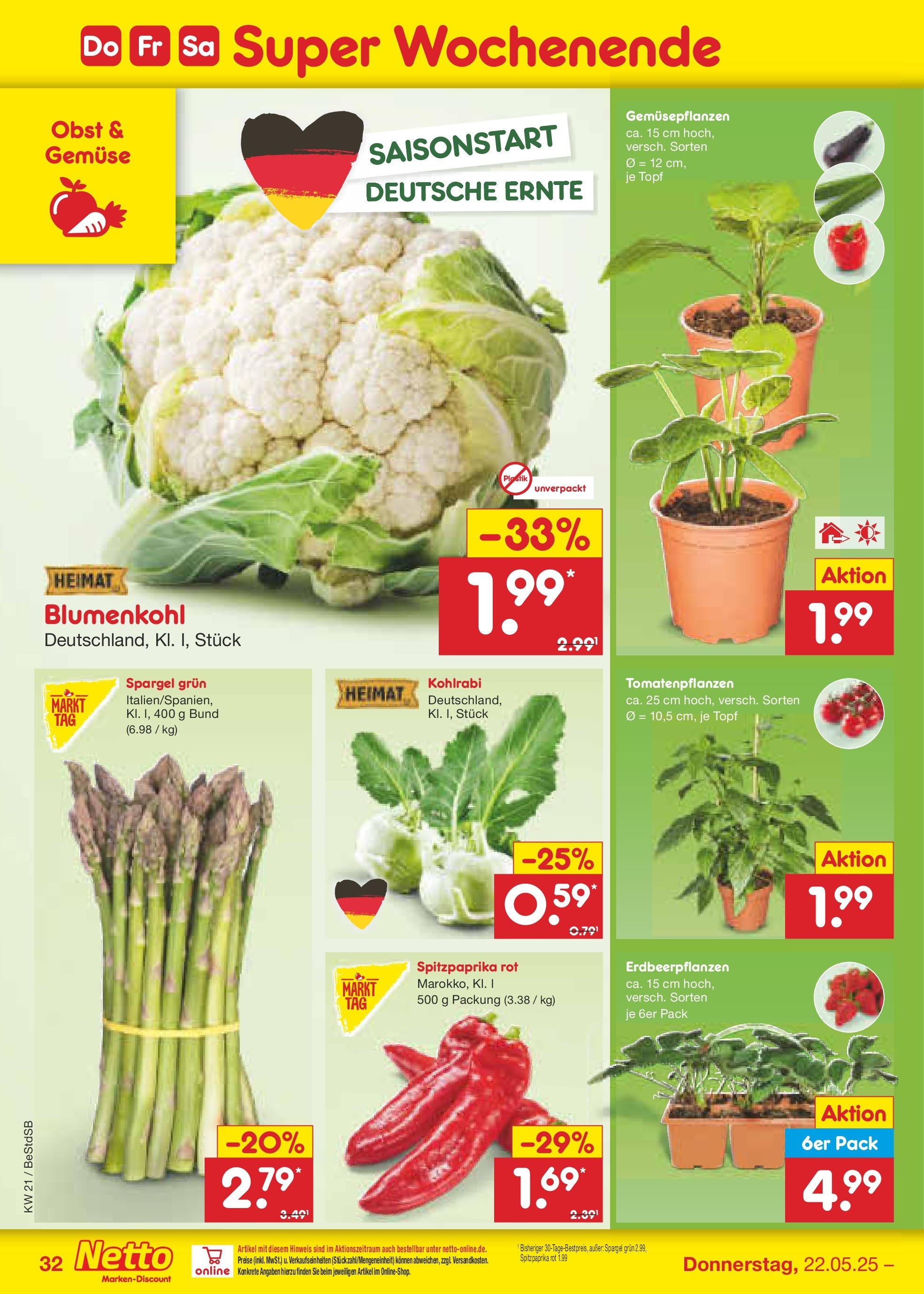 Netto Marken-Discount - Netto: Wochenangebote (ab 18.05.2025) » Angebote | Seite: 50 | Produkte: Kohlrabi, Gemüse, Obst, Blumenkohl Netto Marken-Discount - Netto: Wochenangebote (ab 18.05.2025) » Angebote | Seite: 50 | Produkte: Kohlrabi, Gemüse, Obst, Blumenkohl