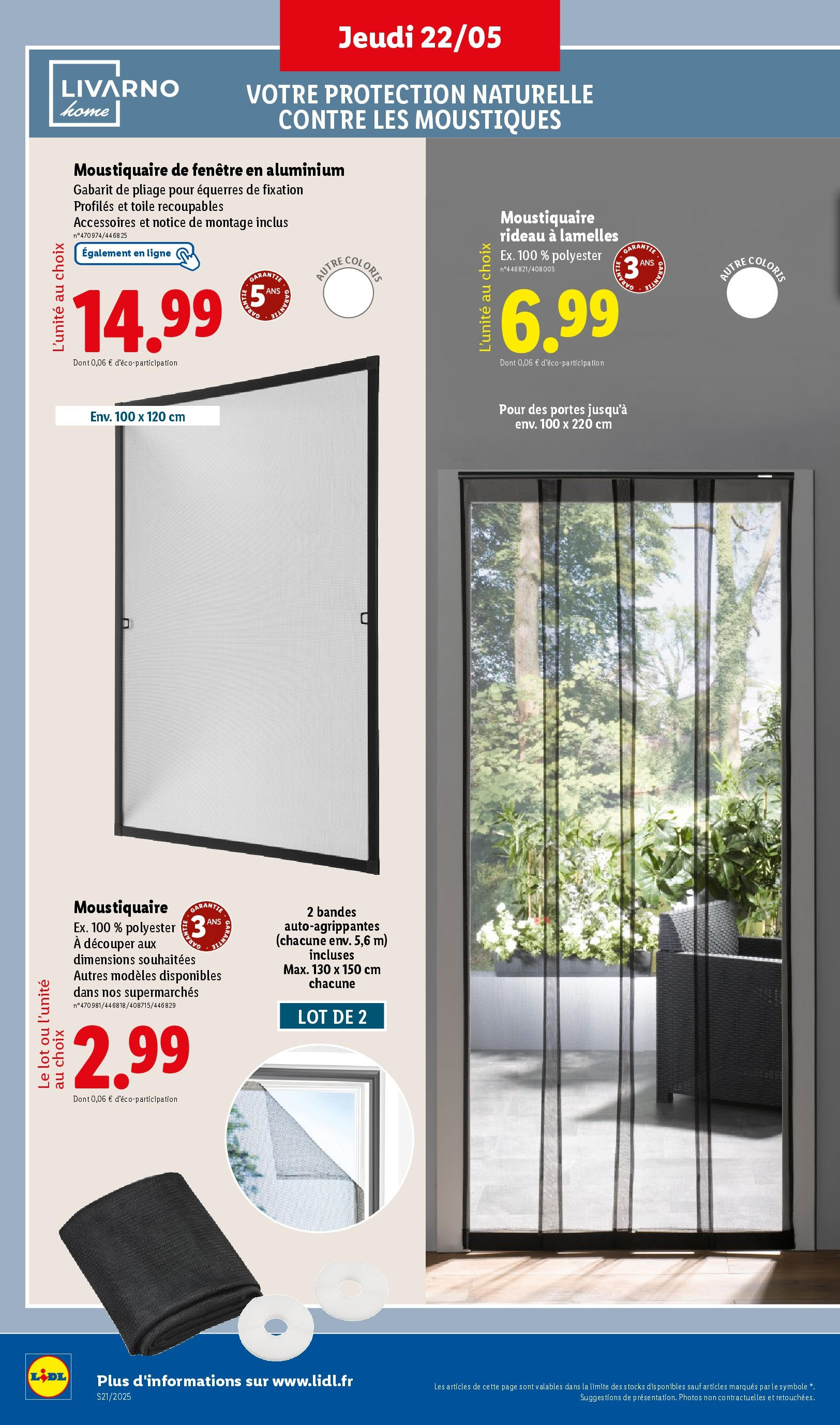 Catalogue LIDL du 21/05/2025 | Promo prospectus en ligne | Page: 36 | Produits: Moustiquaire, Portes, Rideau Catalogue LIDL du 21/05/2025 | Promo prospectus en ligne | Page: 36 | Produits: Moustiquaire, Portes, Rideau
